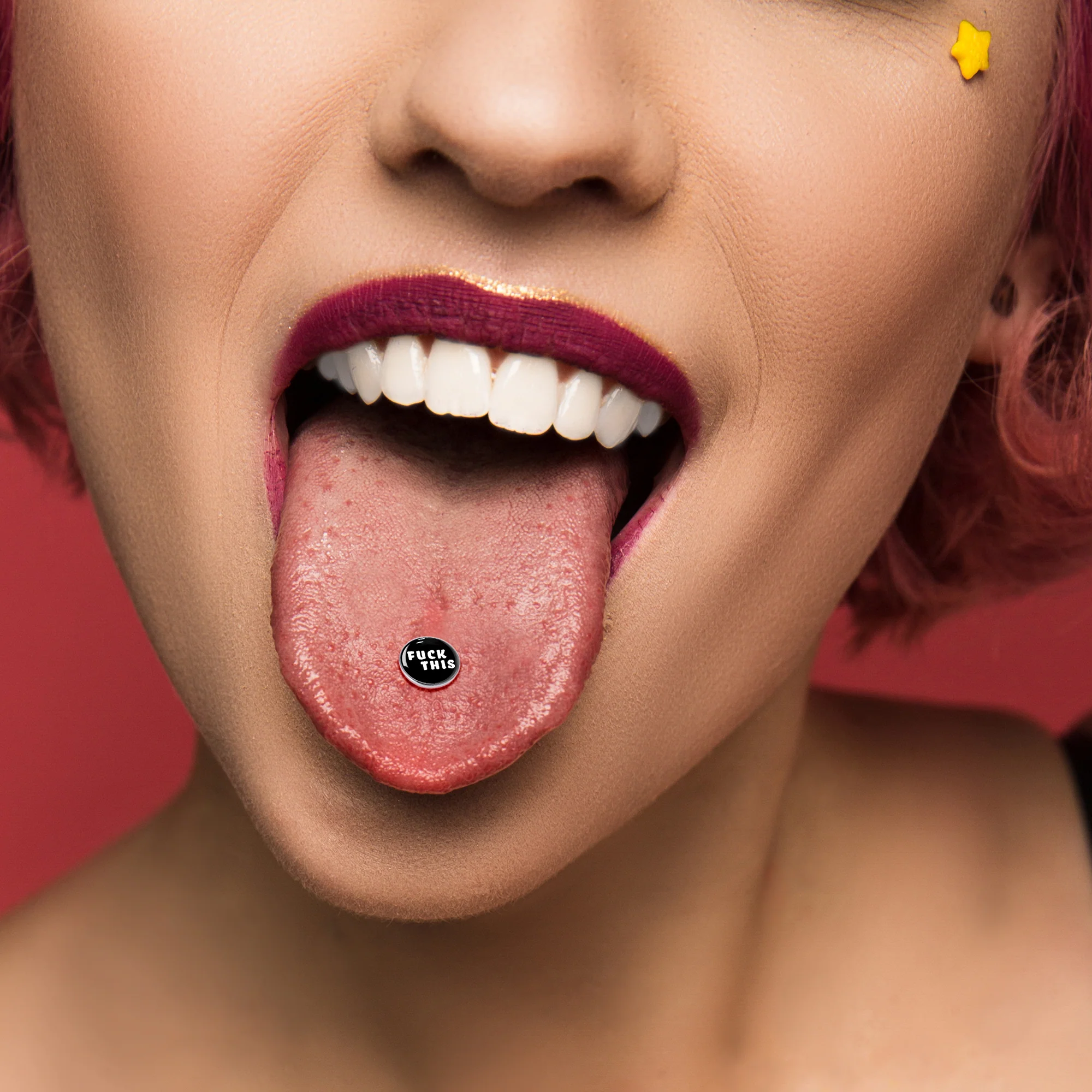 F*ck This Black White Barbell Tongue Ring - Image 6