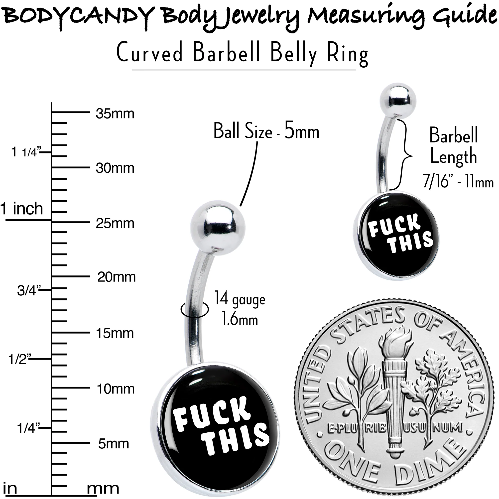 F*ck This Black White Belly Ring - Image 6