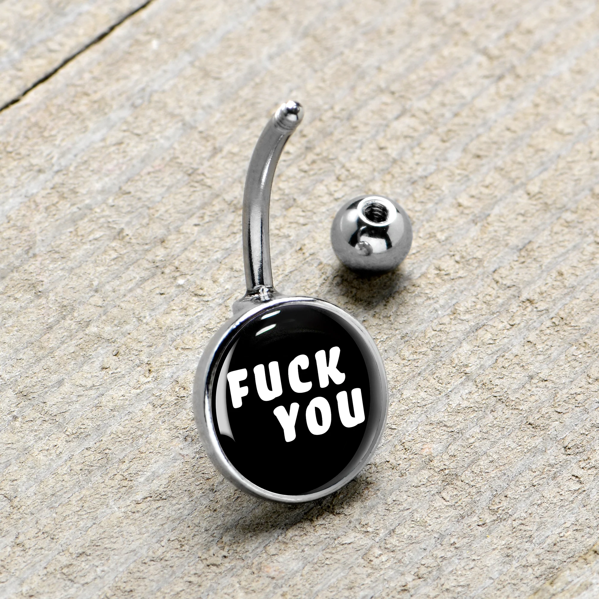 F*ck You Black White Belly Ring - Image 4