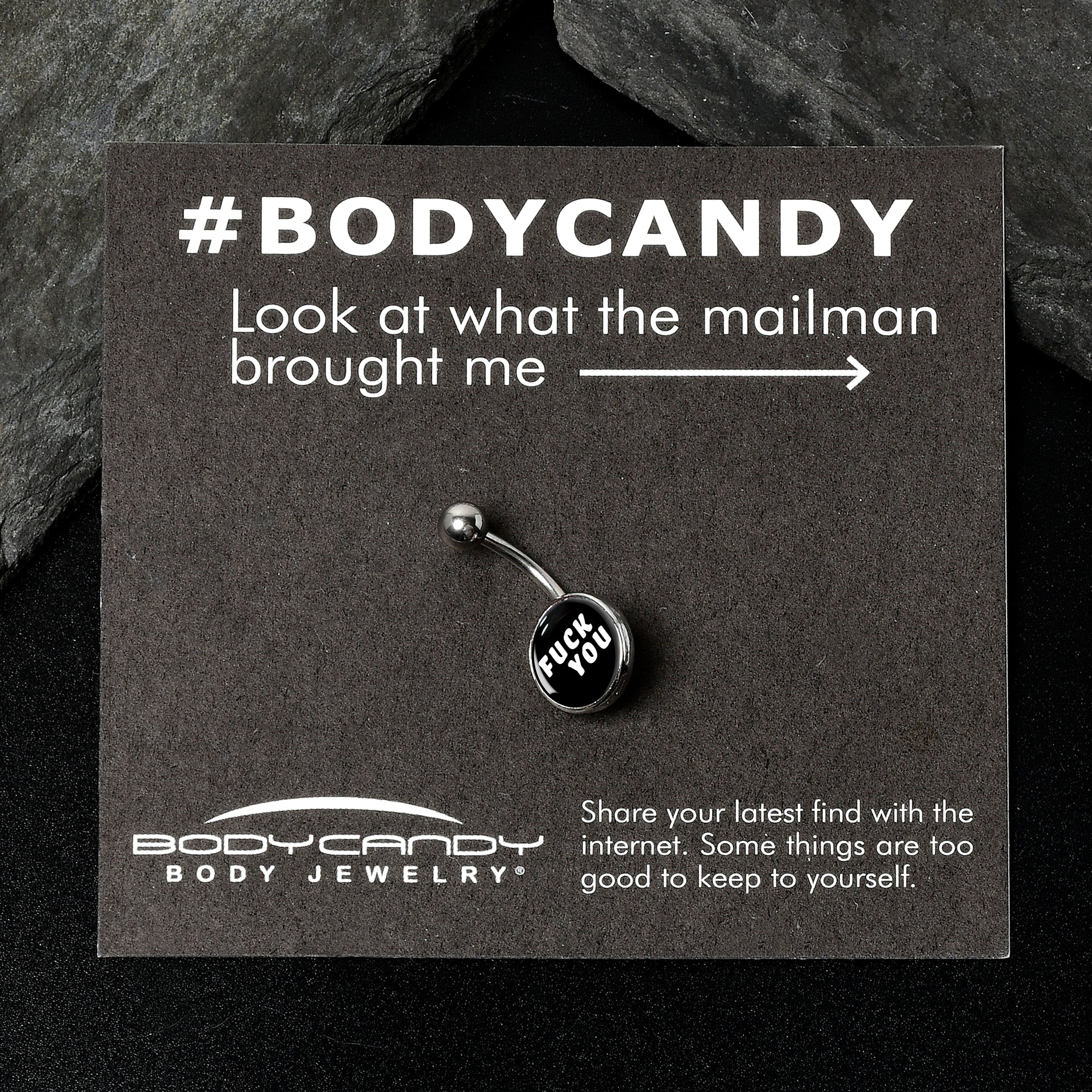 F*ck You Black White Belly Ring - Image 5