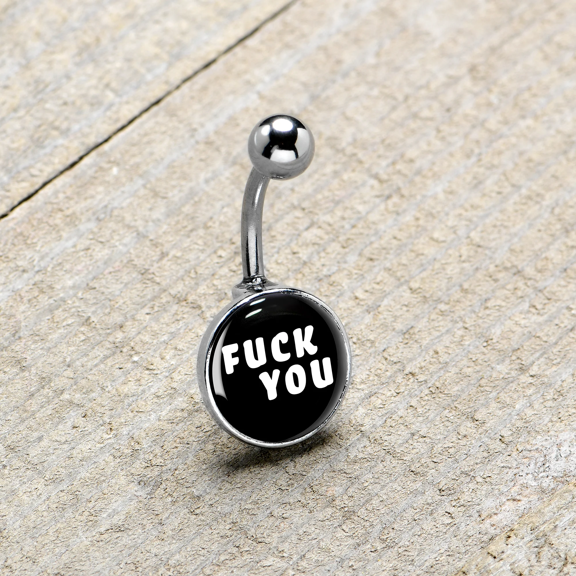F*ck You Black White Belly Ring - Image 8