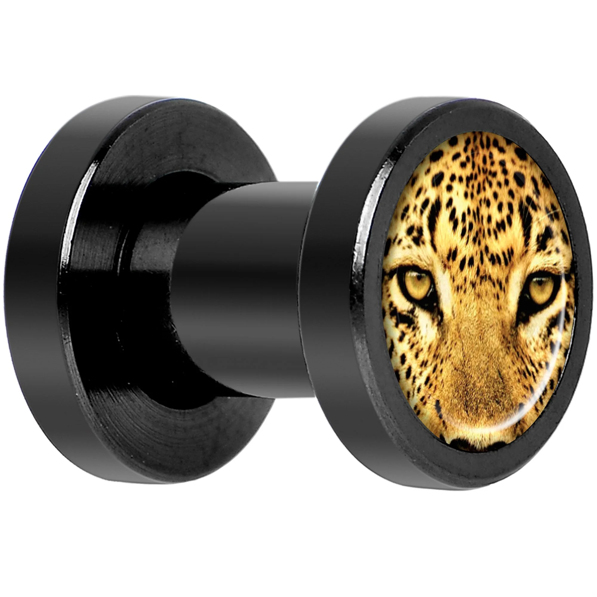 Full Color Leopard Eyes Black Anodized Screw Fit Plug Set 4G - Image 2