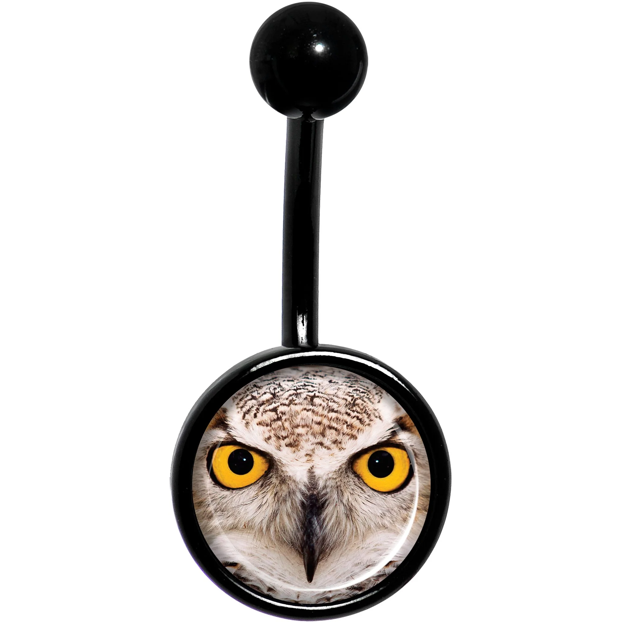 Full Color Owl Black Belly Ring - Image 2