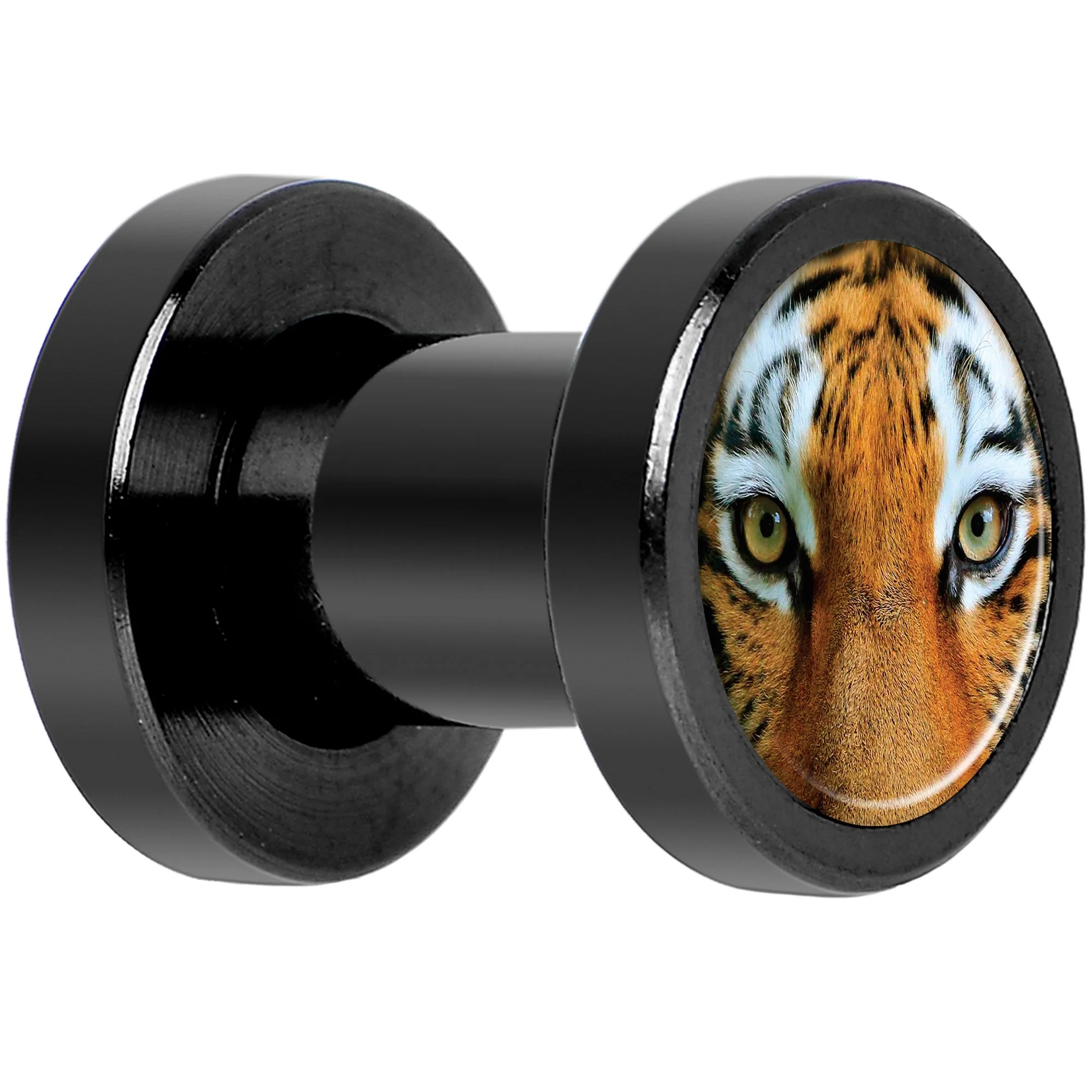 Full Color Tiger Eyes Black Anodized Screw Fit Plug Set 4G - Image 2