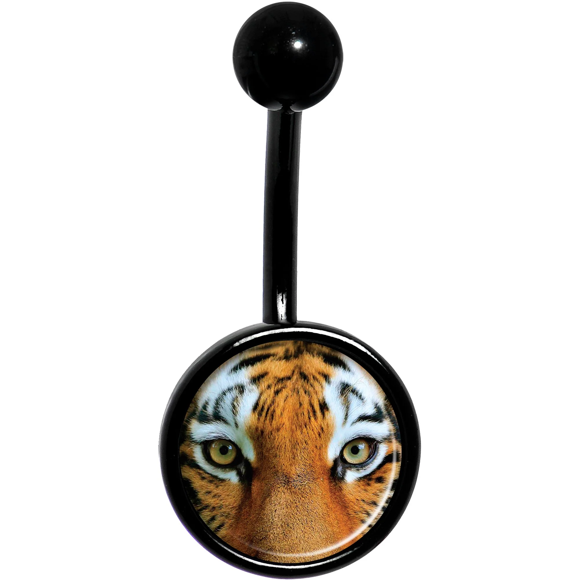 Full Color Tiger Eyes Black Belly Ring - Image 2