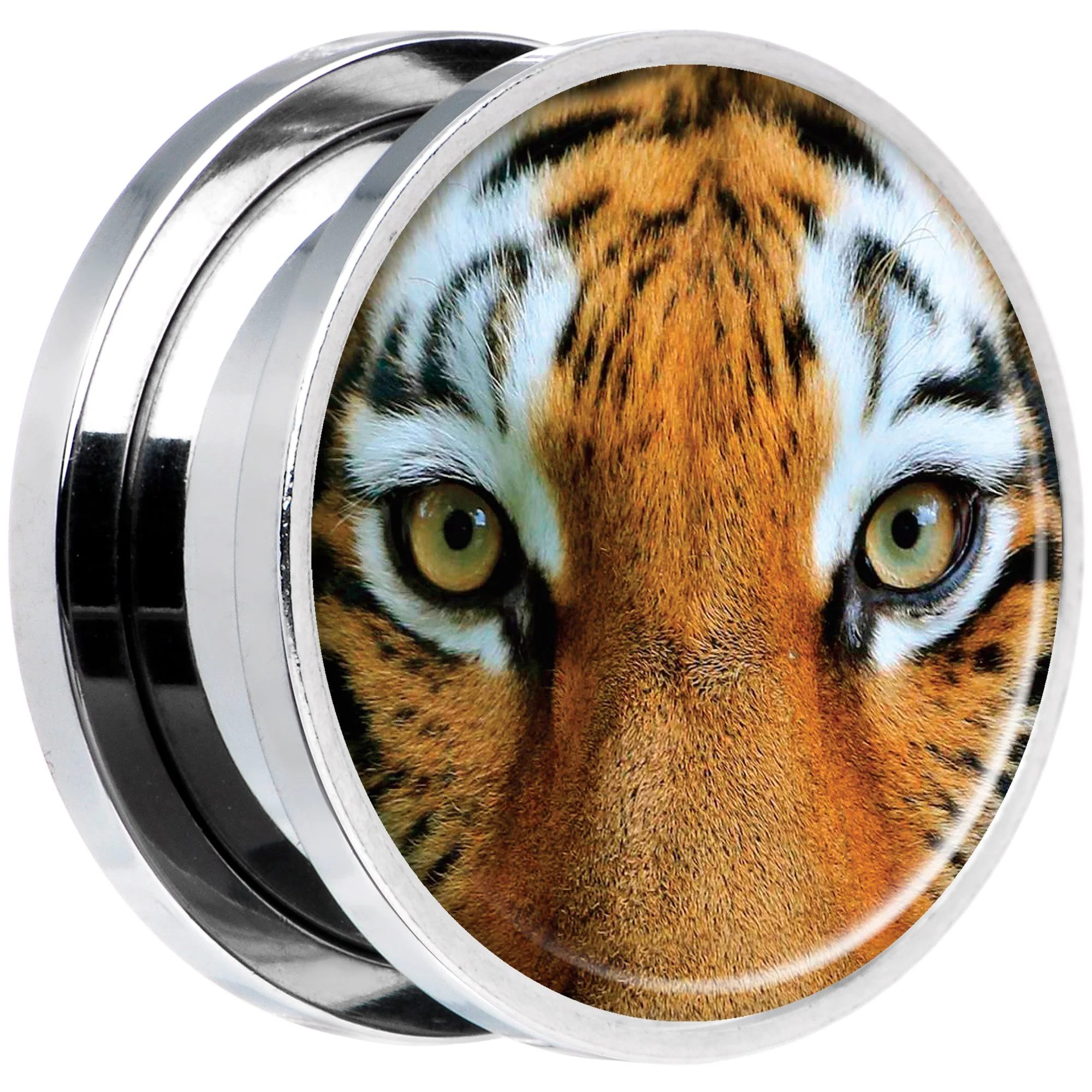 Full Color Tiger Eyes Steel Screw Fit Plug Set 18mm - Image 2