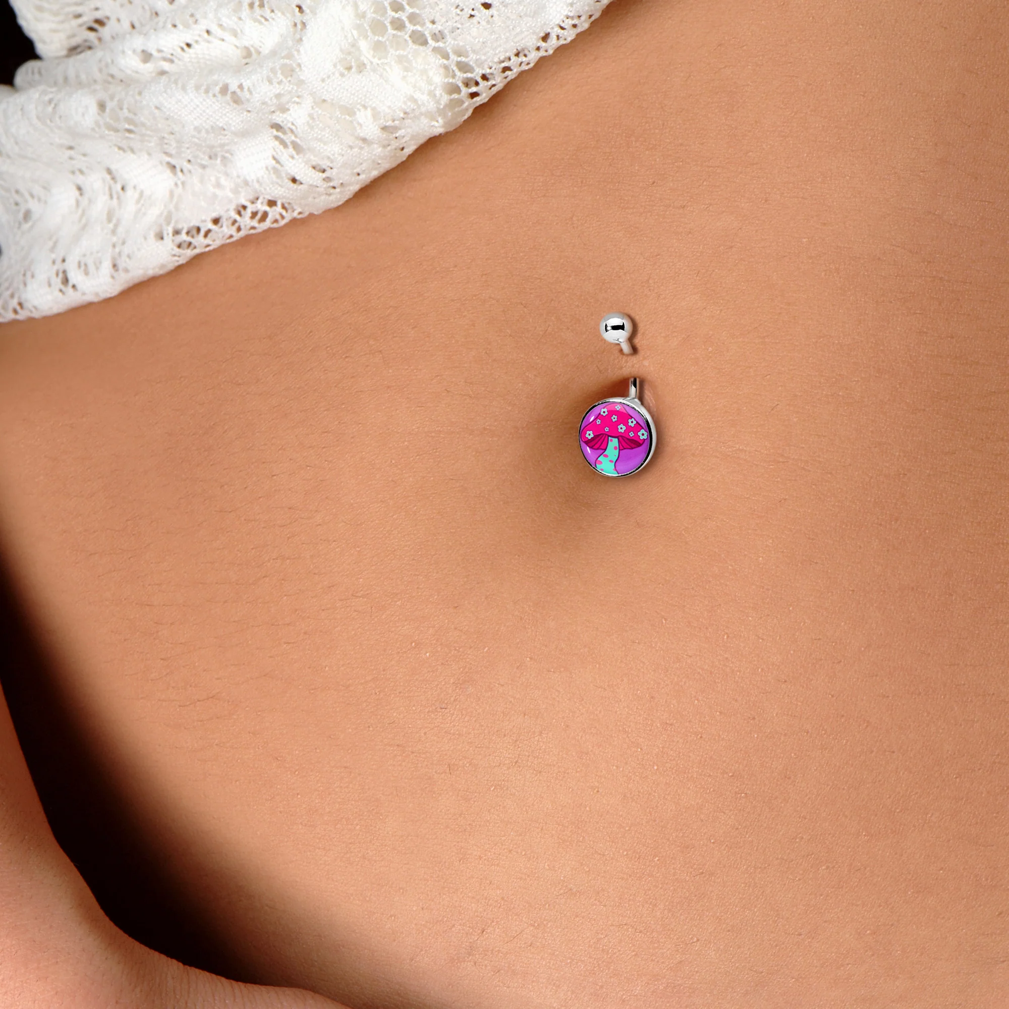 Funky Floral Mushroom Belly Ring by Onyx O - Image 2