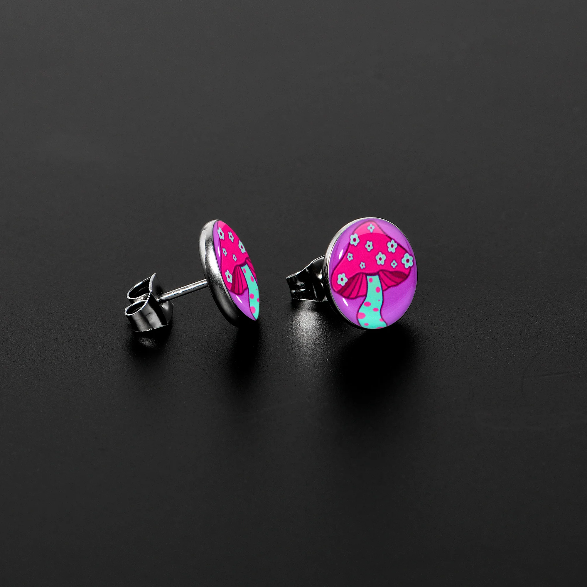 Funky Floral Mushroom Stud Earrings by Onyx O - Image 3