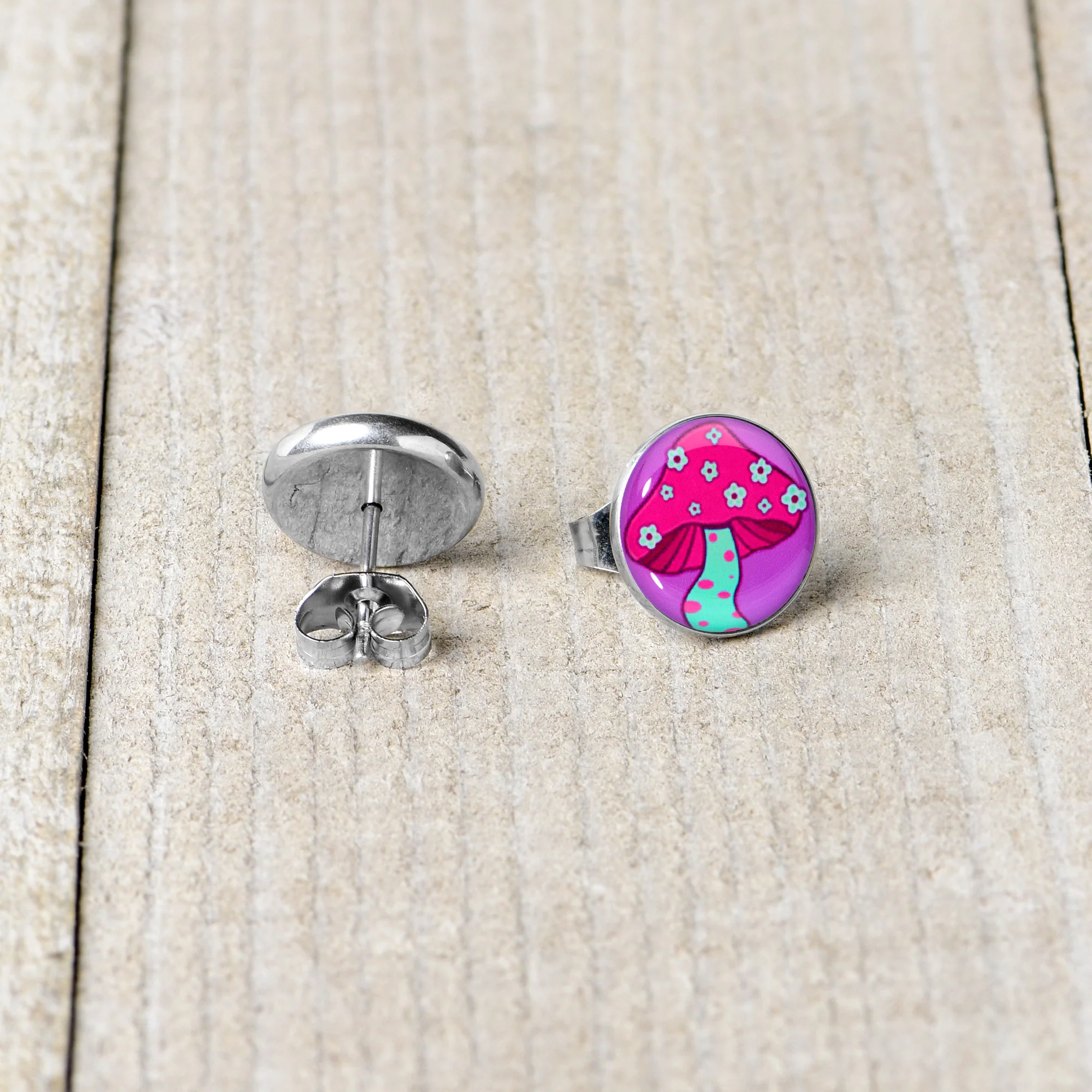 Funky Floral Mushroom Stud Earrings by Onyx O - Image 5