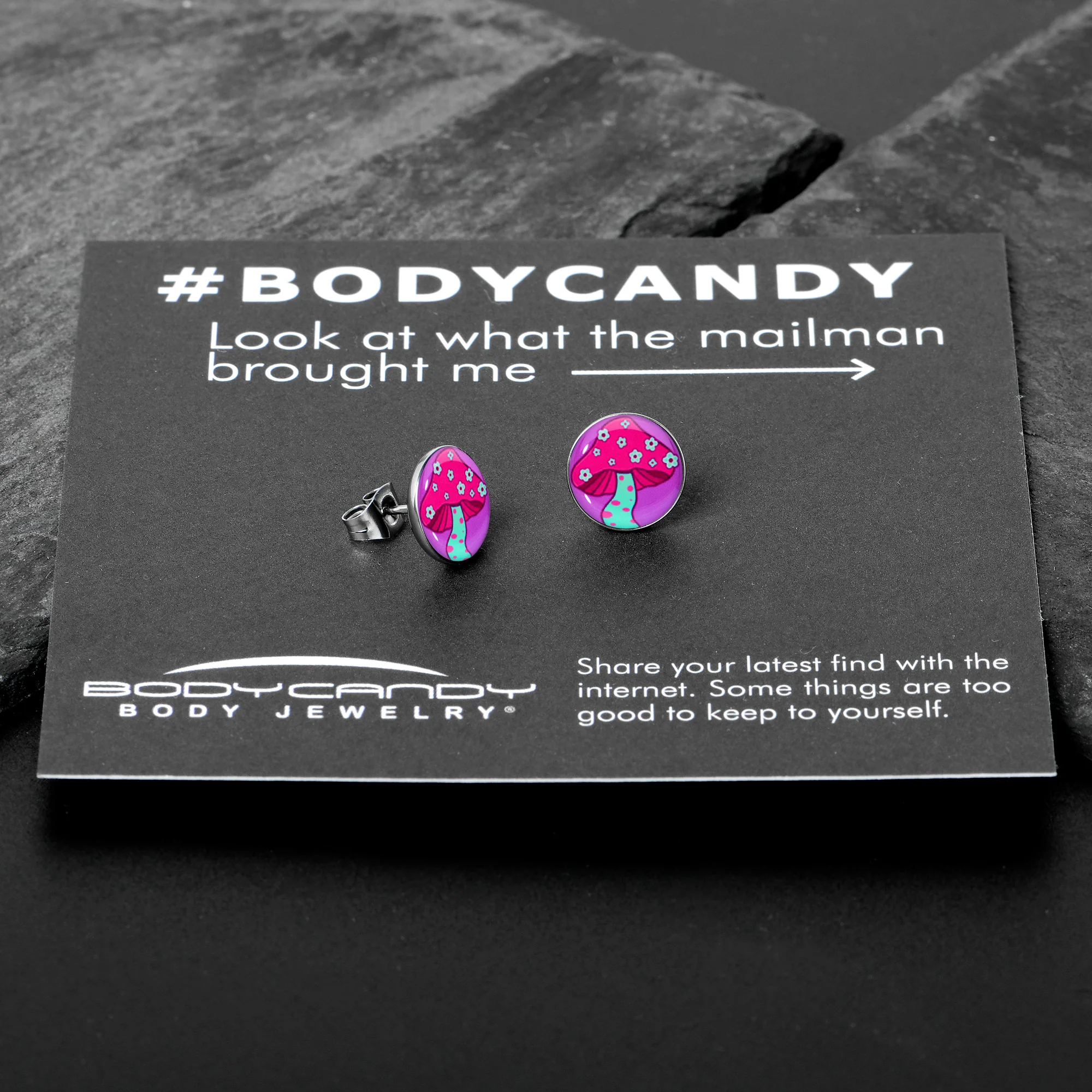 Funky Floral Mushroom Stud Earrings by Onyx O - Image 7