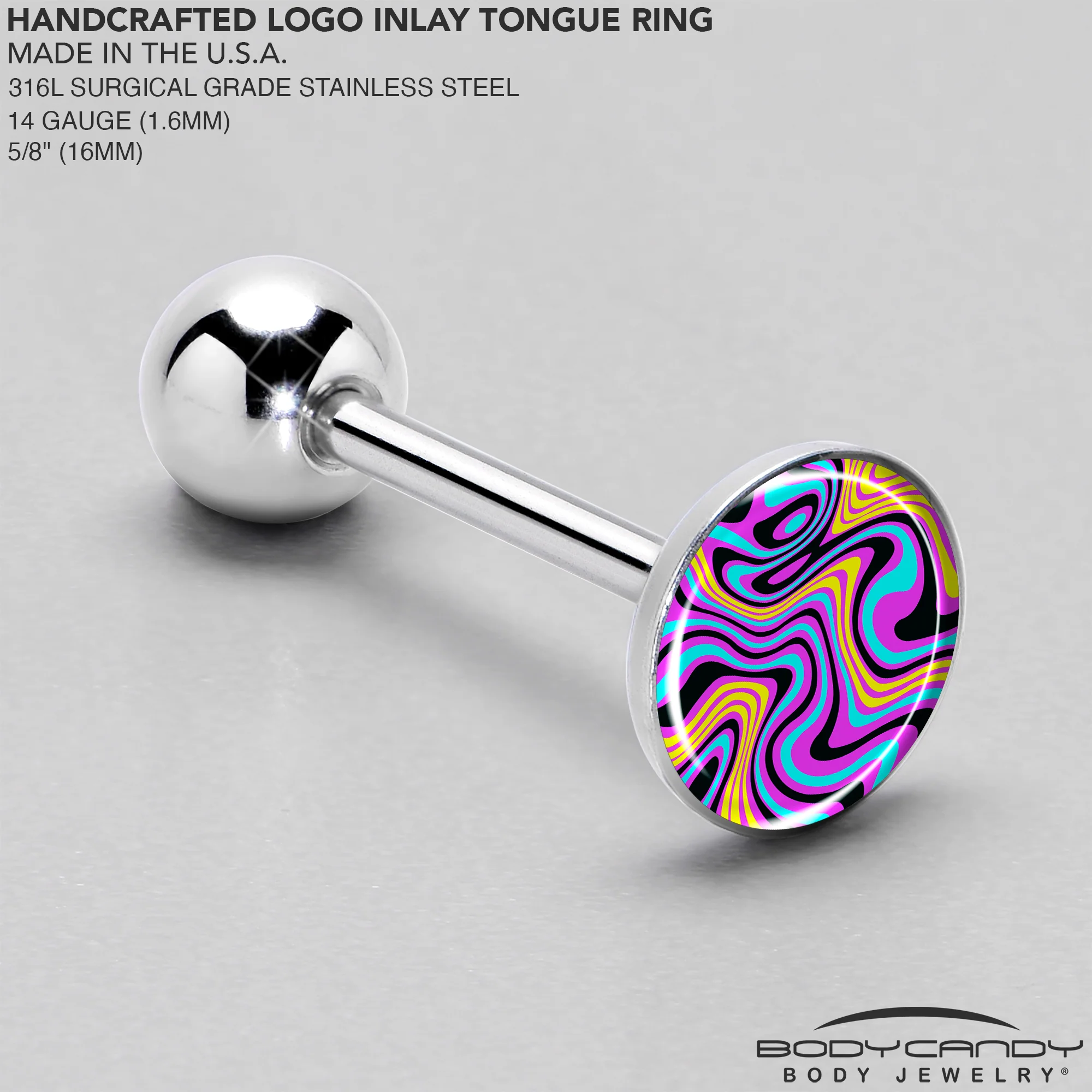 Funky Swirls Barbell Tongue Ring by Onyx O - Image 4