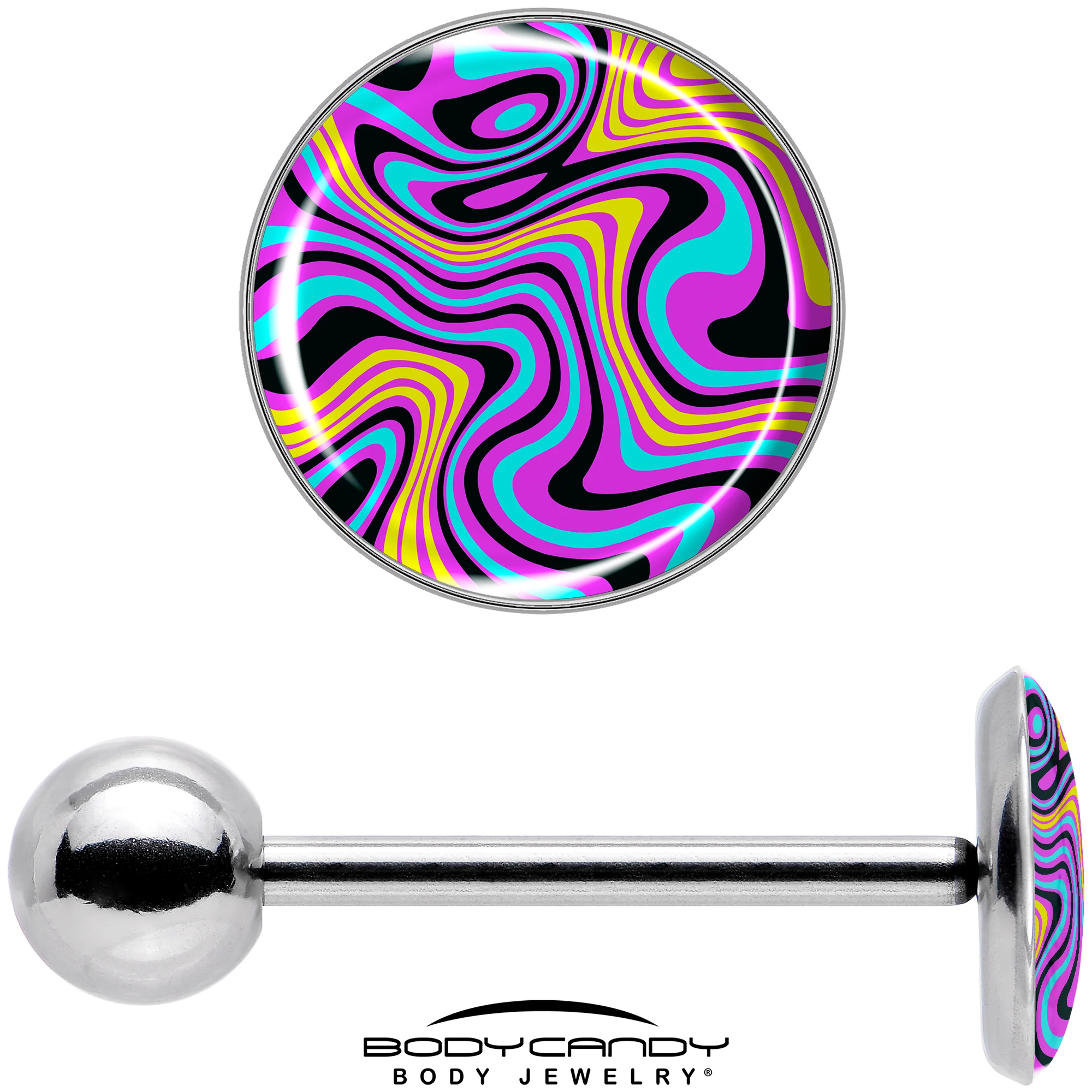 Funky Swirls Barbell Tongue Ring by Onyx O - Image 7