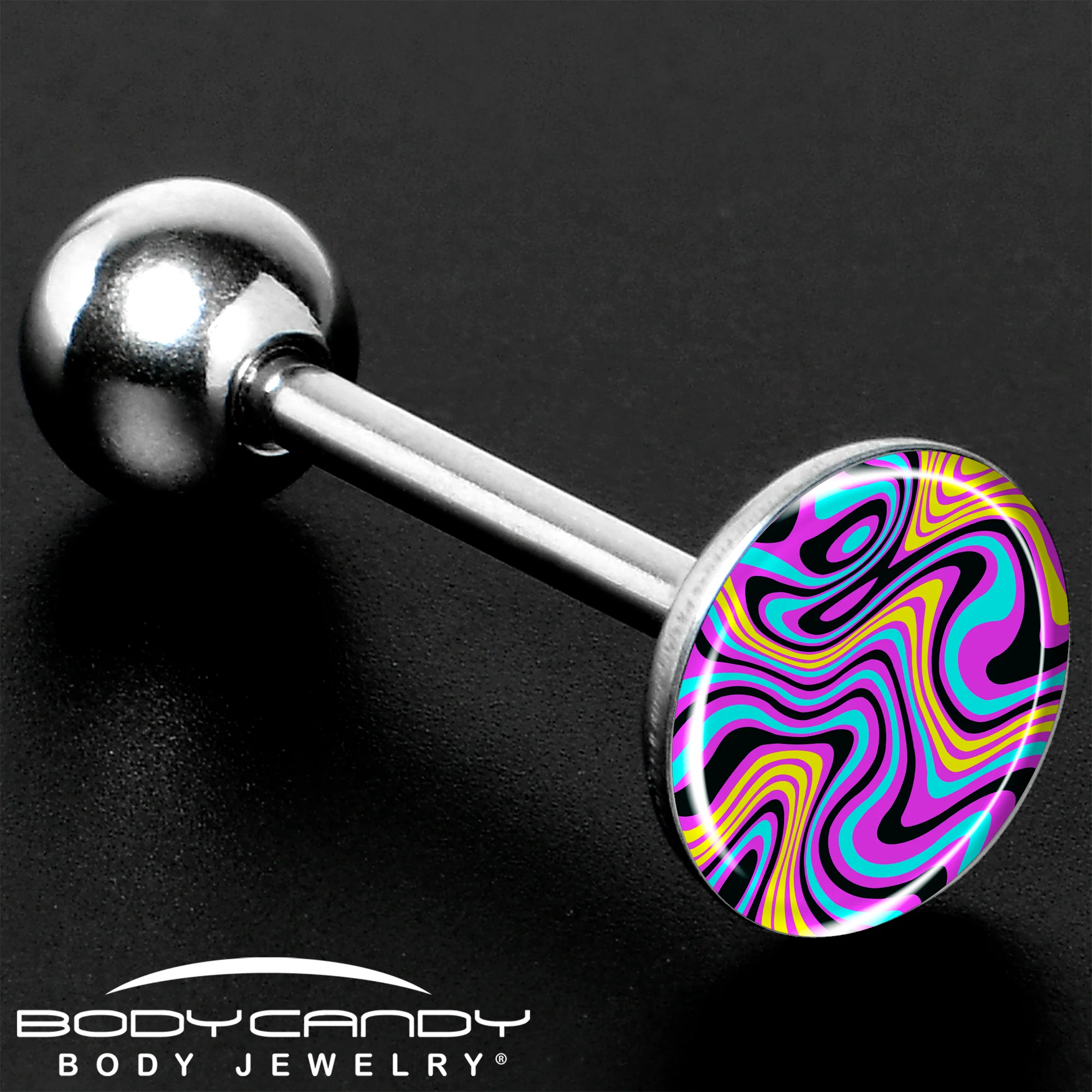 Funky Swirls Barbell Tongue Ring by Onyx O - Image 8