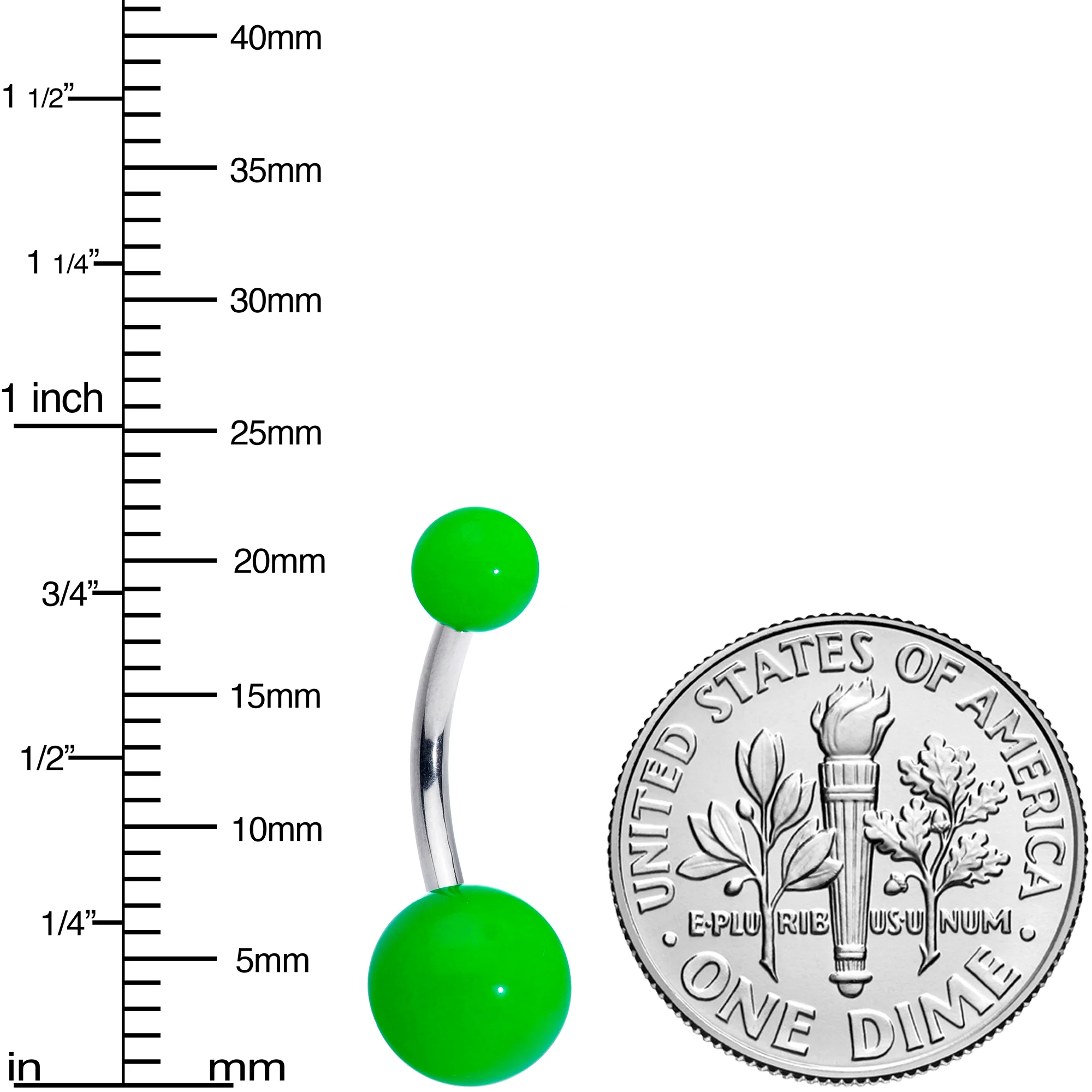 G23 Titanium Gorgeous Green UV Glow Belly Ring - Image 2