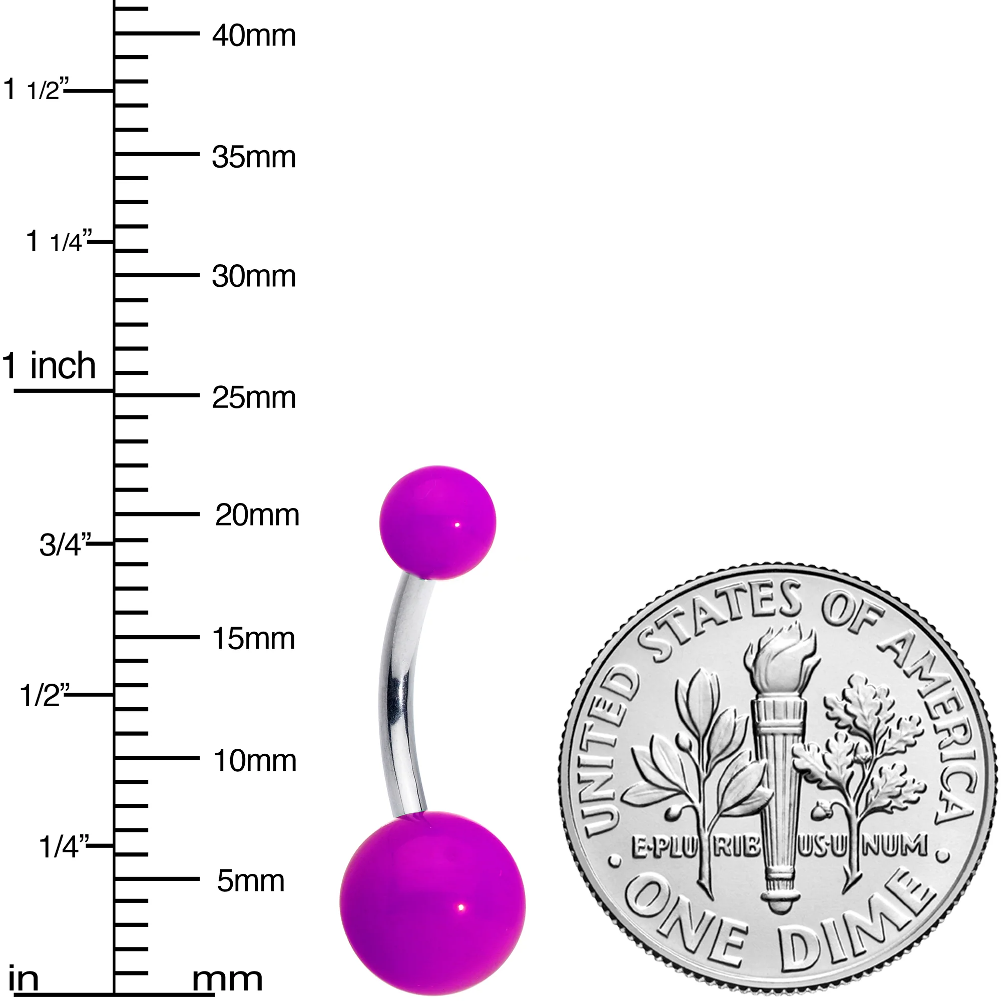 G23 Titanium Passionate Purple Acrylic Ball Belly Ring - Image 2