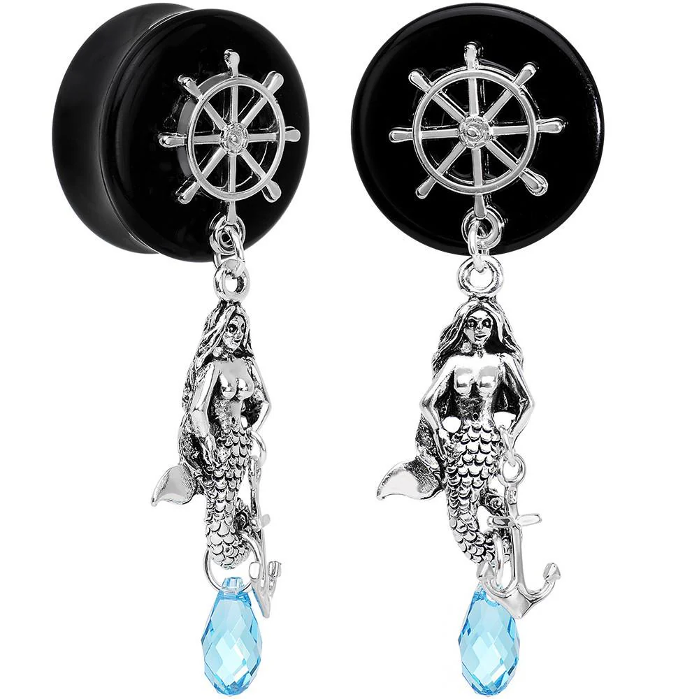Aqua Nautical Mermaid Plug Set Created with Crystal 00G to 1 Inch - Image 8