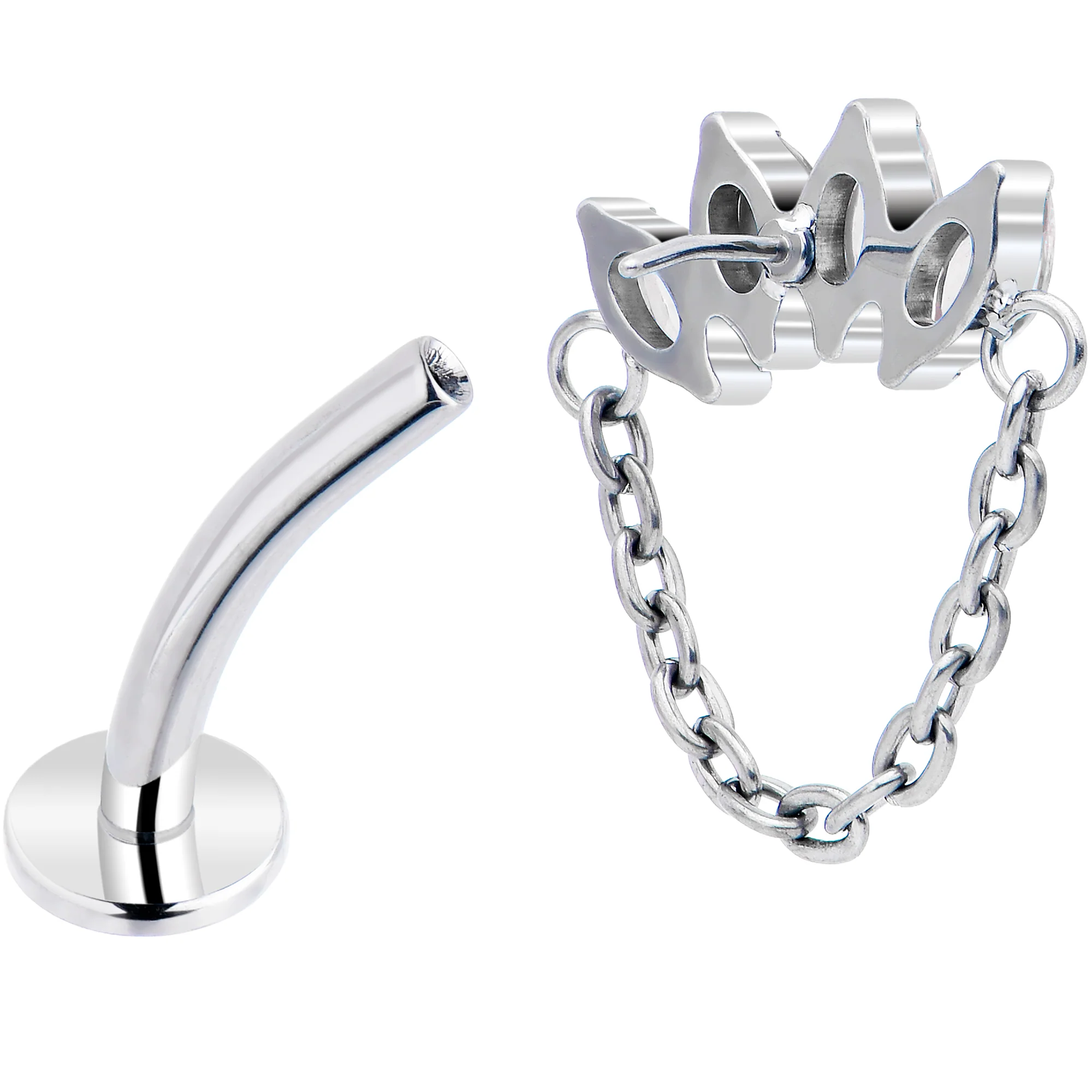 Gem Chain Dangle Titanium Push In Threadless Floating Belly Ring - Image 3
