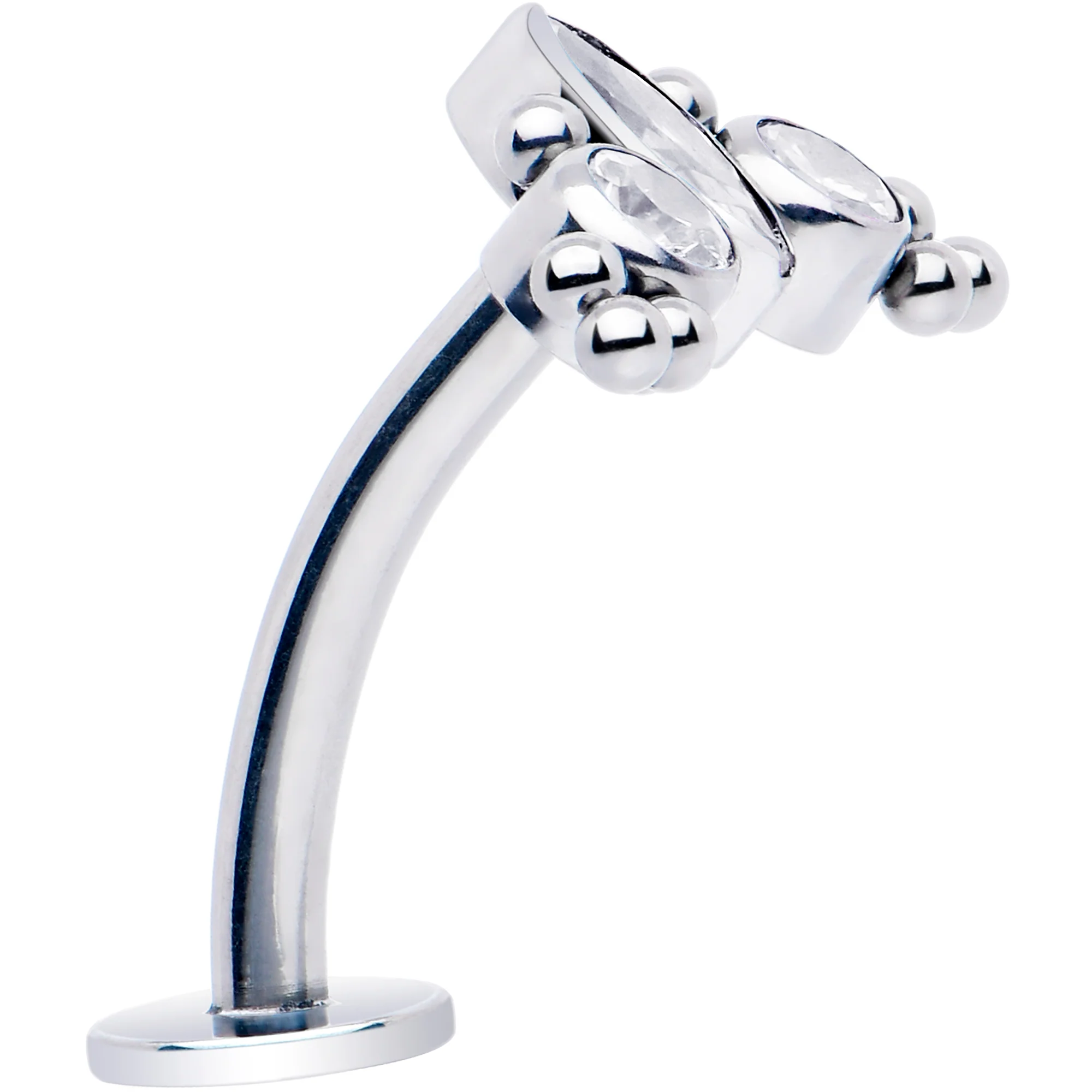 Gem Trio Titanium Push In Threadless Floating Belly Ring - Image 2