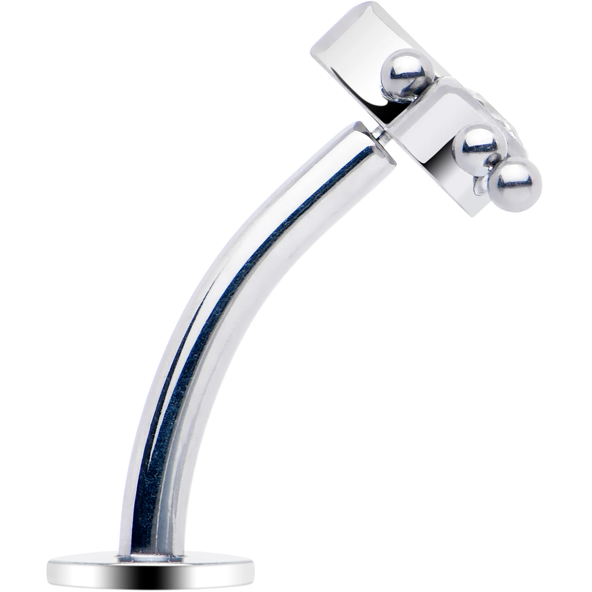 Gem Trio Titanium Push In Threadless Floating Belly Ring - Image 3