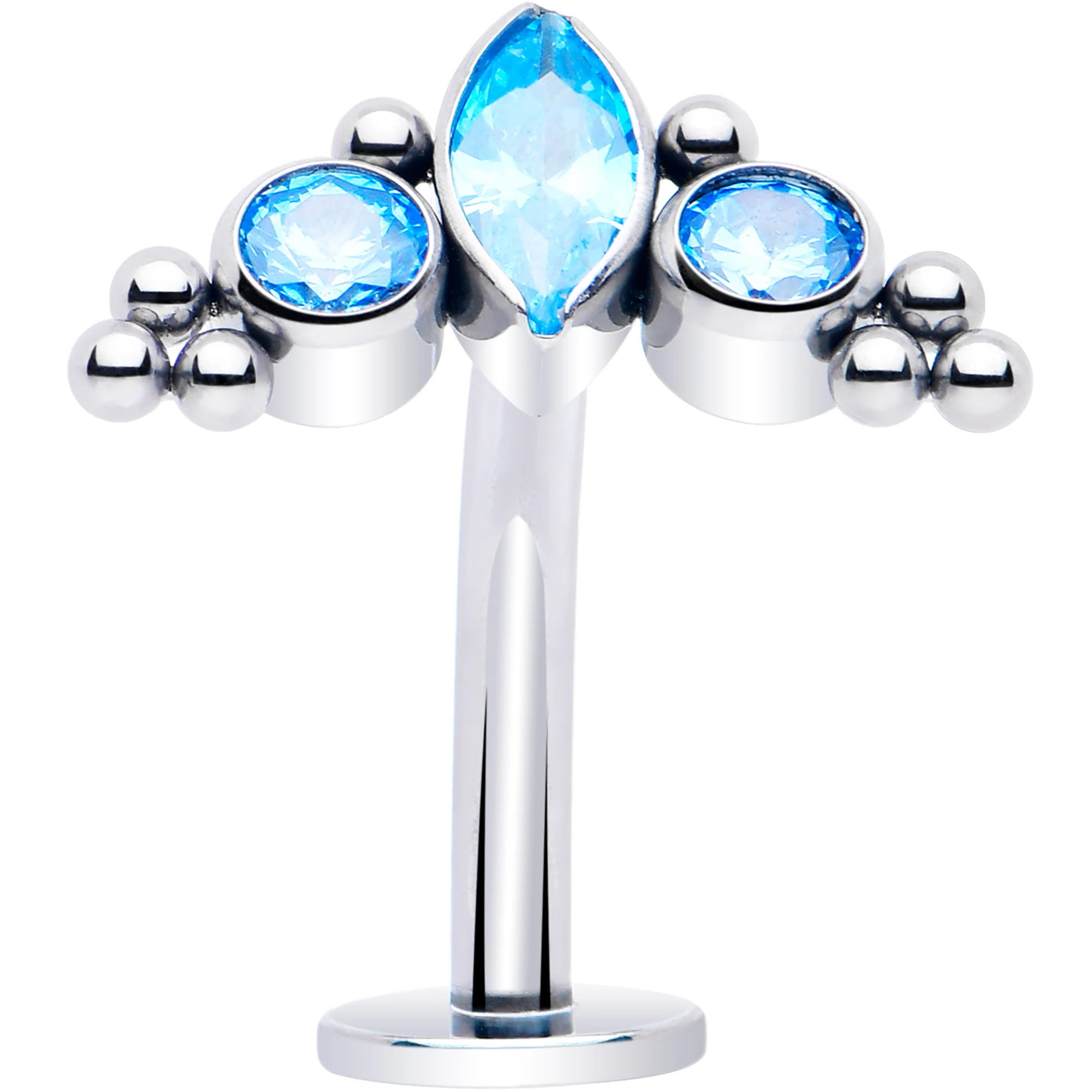 Gem Trio Titanium Push In Threadless Floating Belly Ring - Image 5