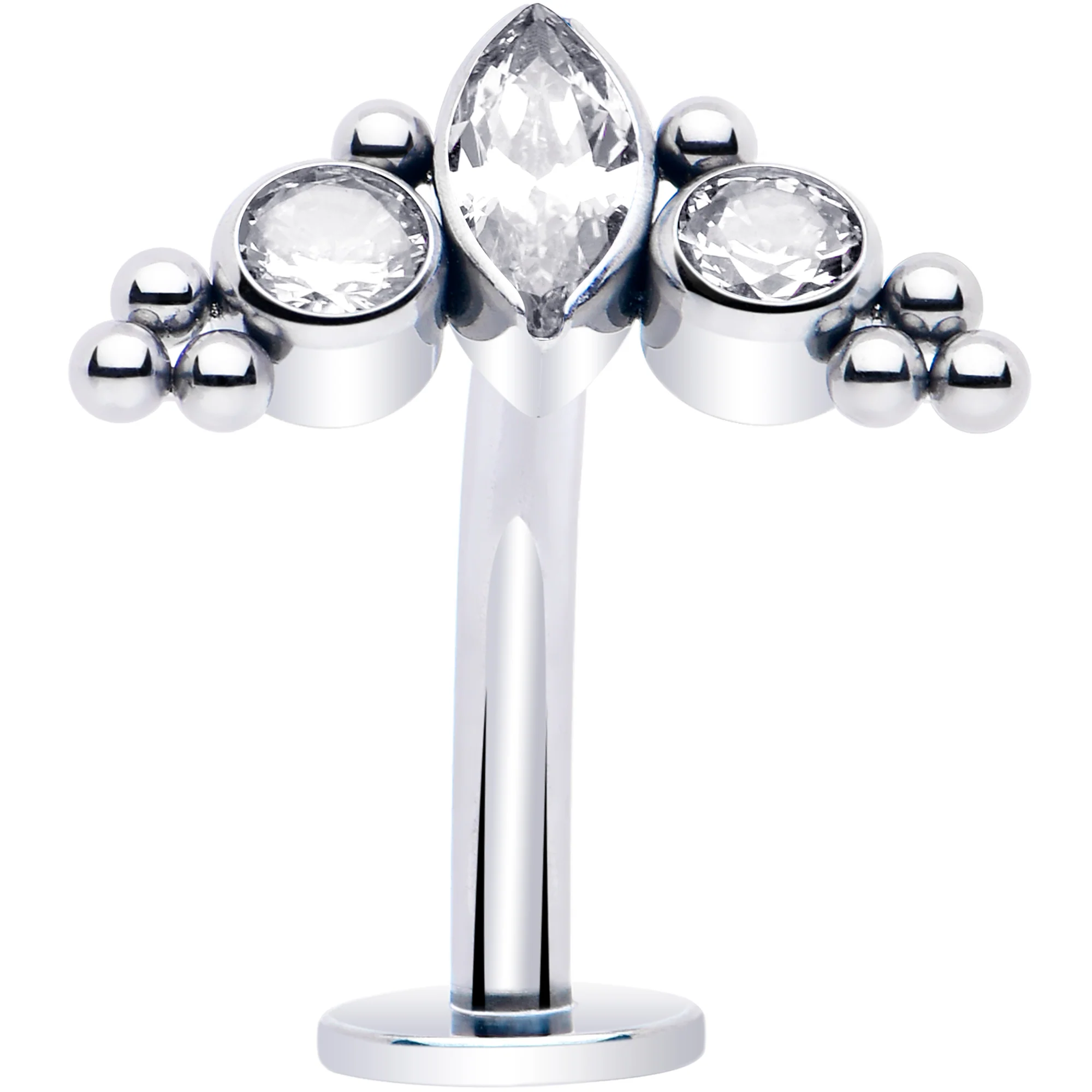 Gem Trio Titanium Push In Threadless Floating Belly Ring - Image 6