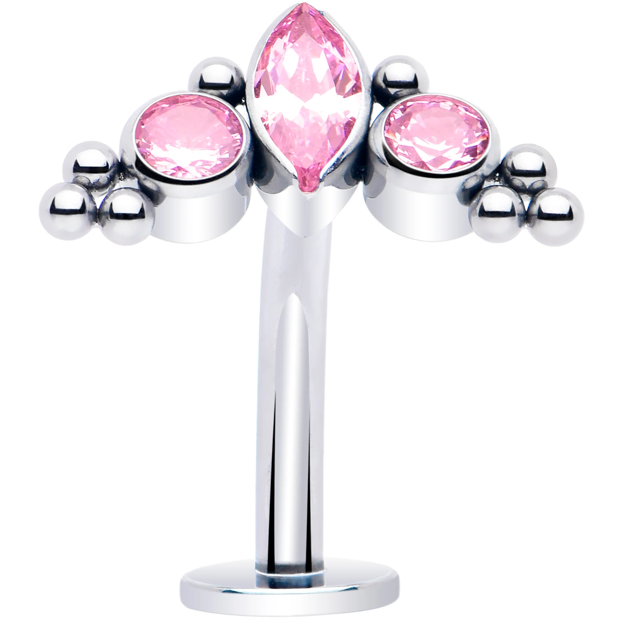 Gem Trio Titanium Push In Threadless Floating Belly Ring - Image 7