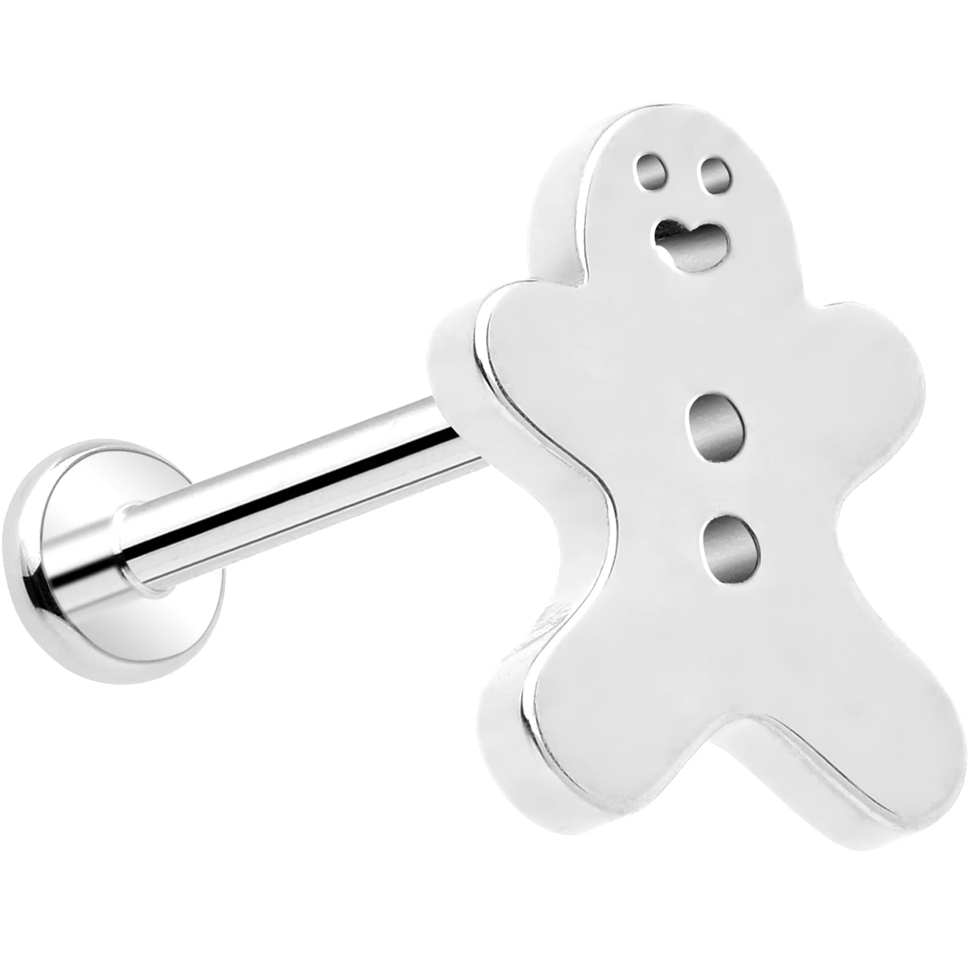 Gingerbread Man 18G Titanium Threadless Push In Nose Ring Stud - Image 7