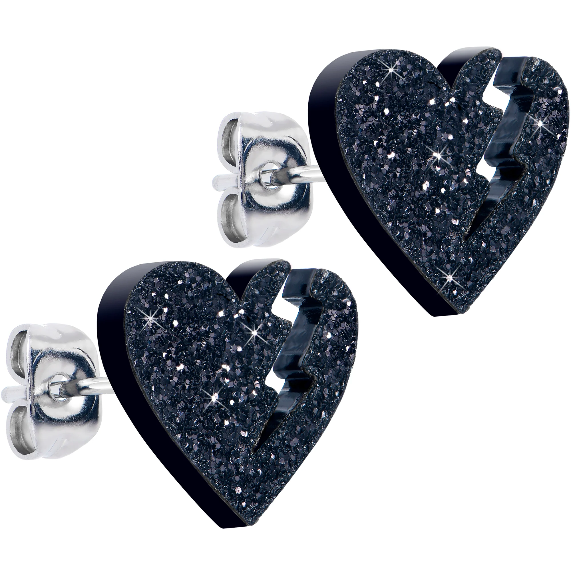 Glitter Heartbreaker Broken Heart Stud Earrings - Image 2