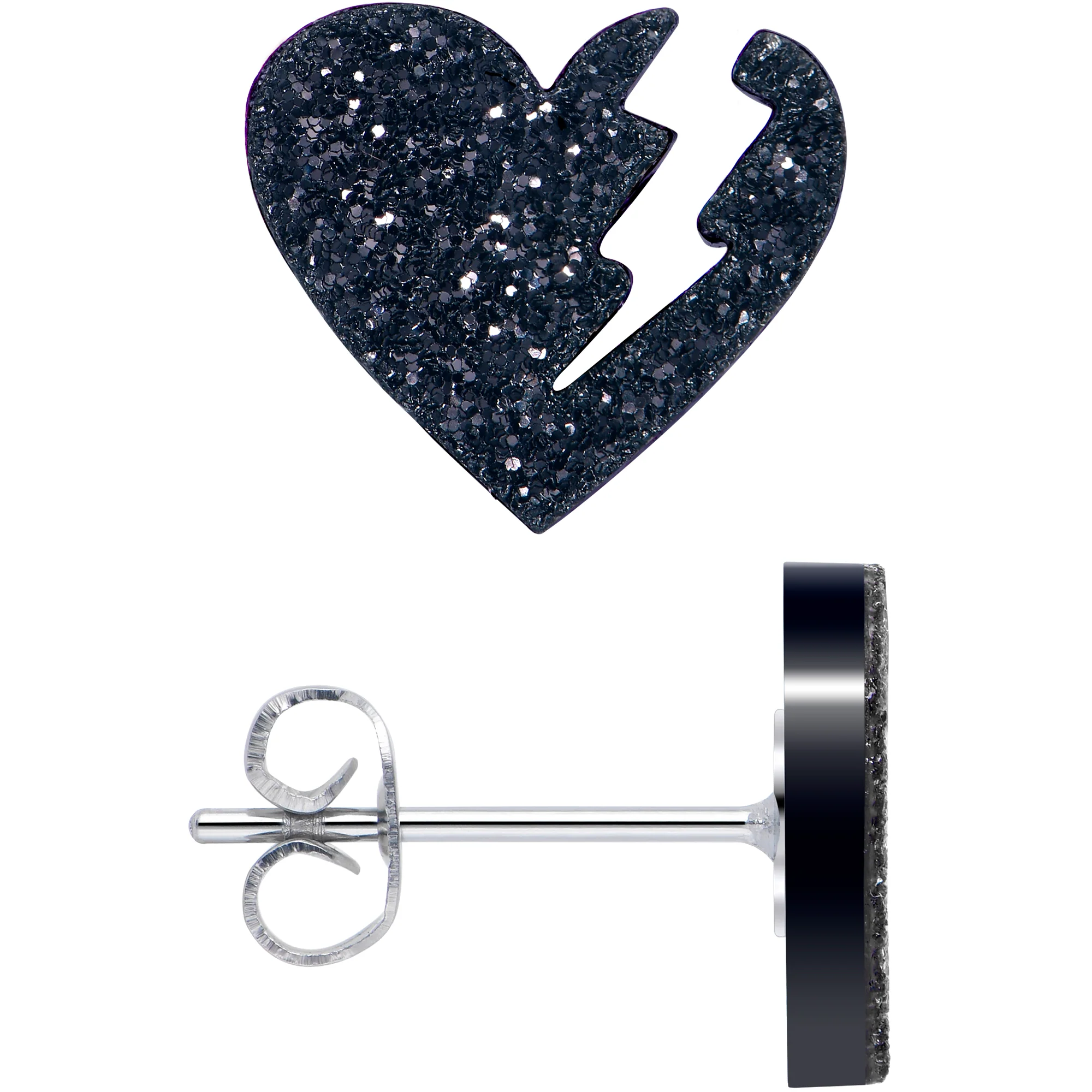 Glitter Heartbreaker Broken Heart Stud Earrings - Image 6