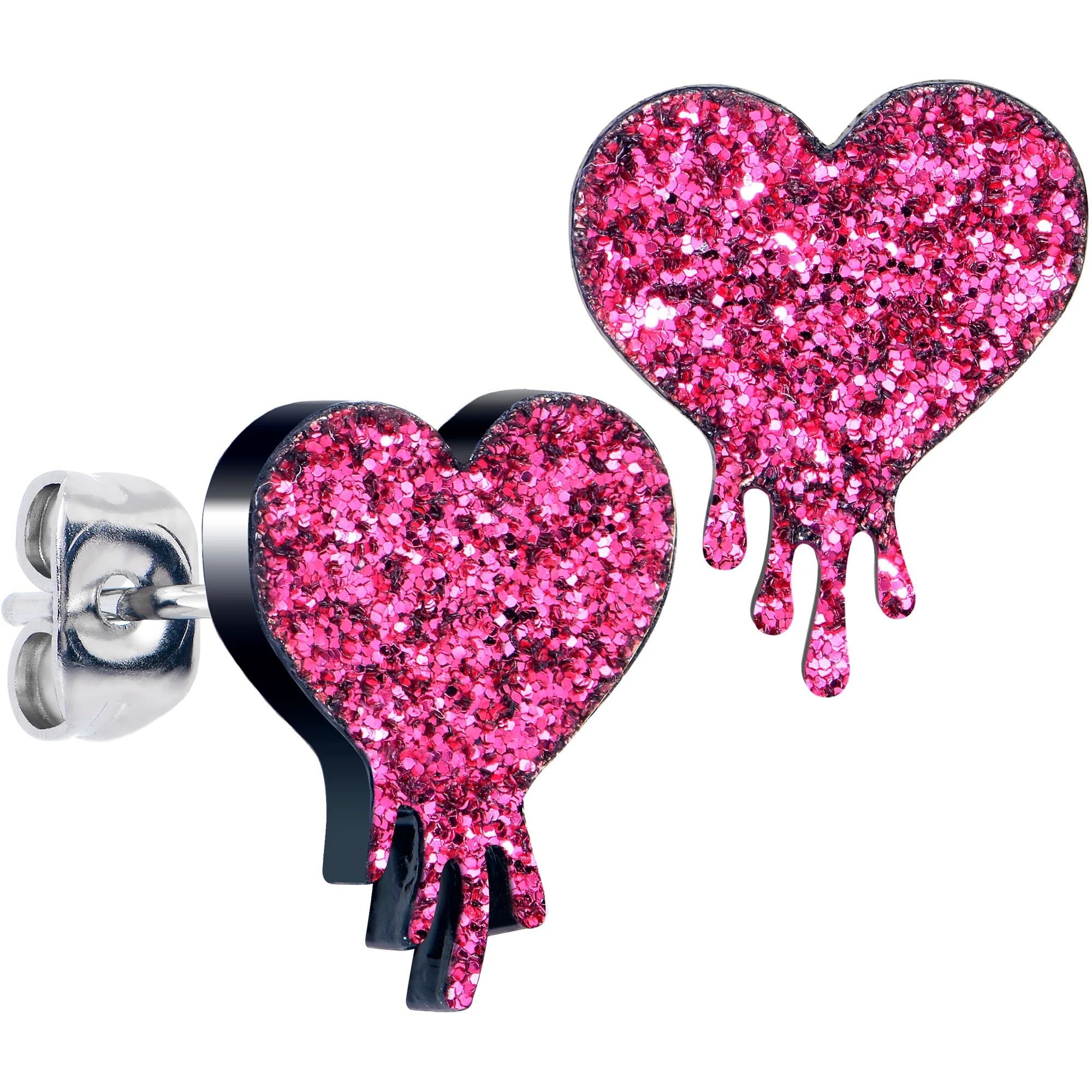 Glitter Melting Heart Stud Earrings - Image 3