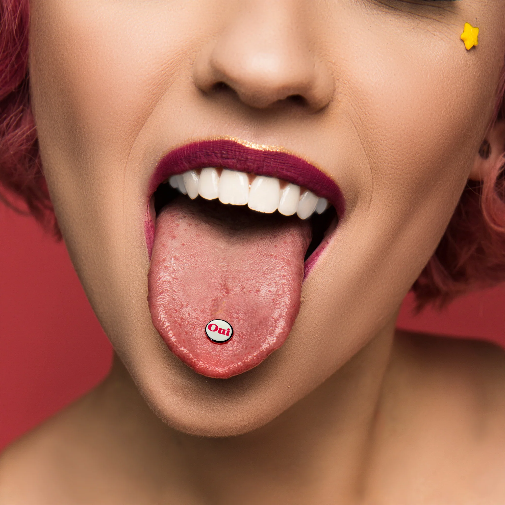 Glow in the Dark Black Anodized OUI Barbell Tongue Ring by Onyx O - Image 3