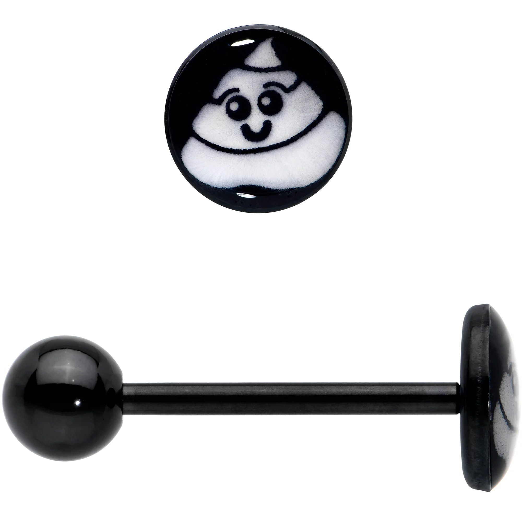 Glow in the Dark Black Anodized Poop Barbell Tongue Ring by Onyx O - Image 3
