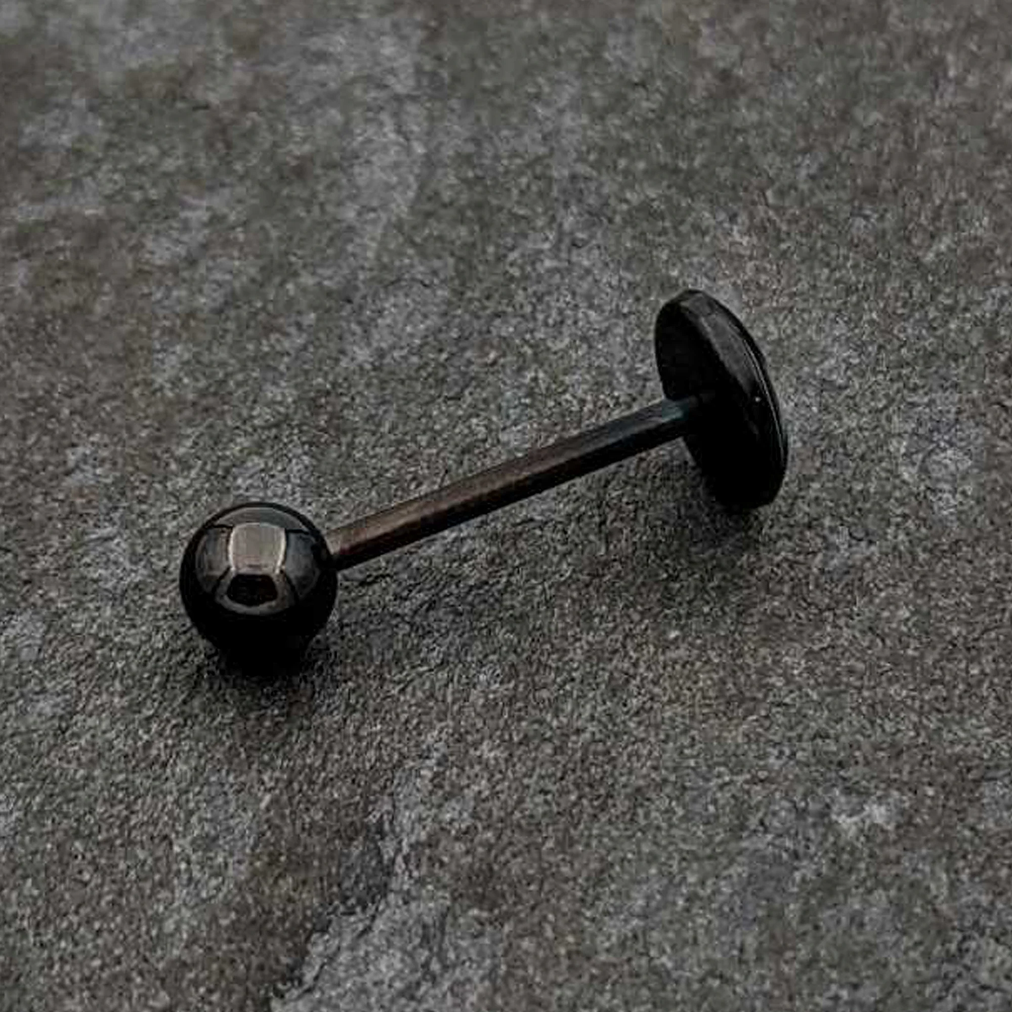 Glow in the Dark Black Anodized Poop Barbell Tongue Ring by Onyx O - Image 8