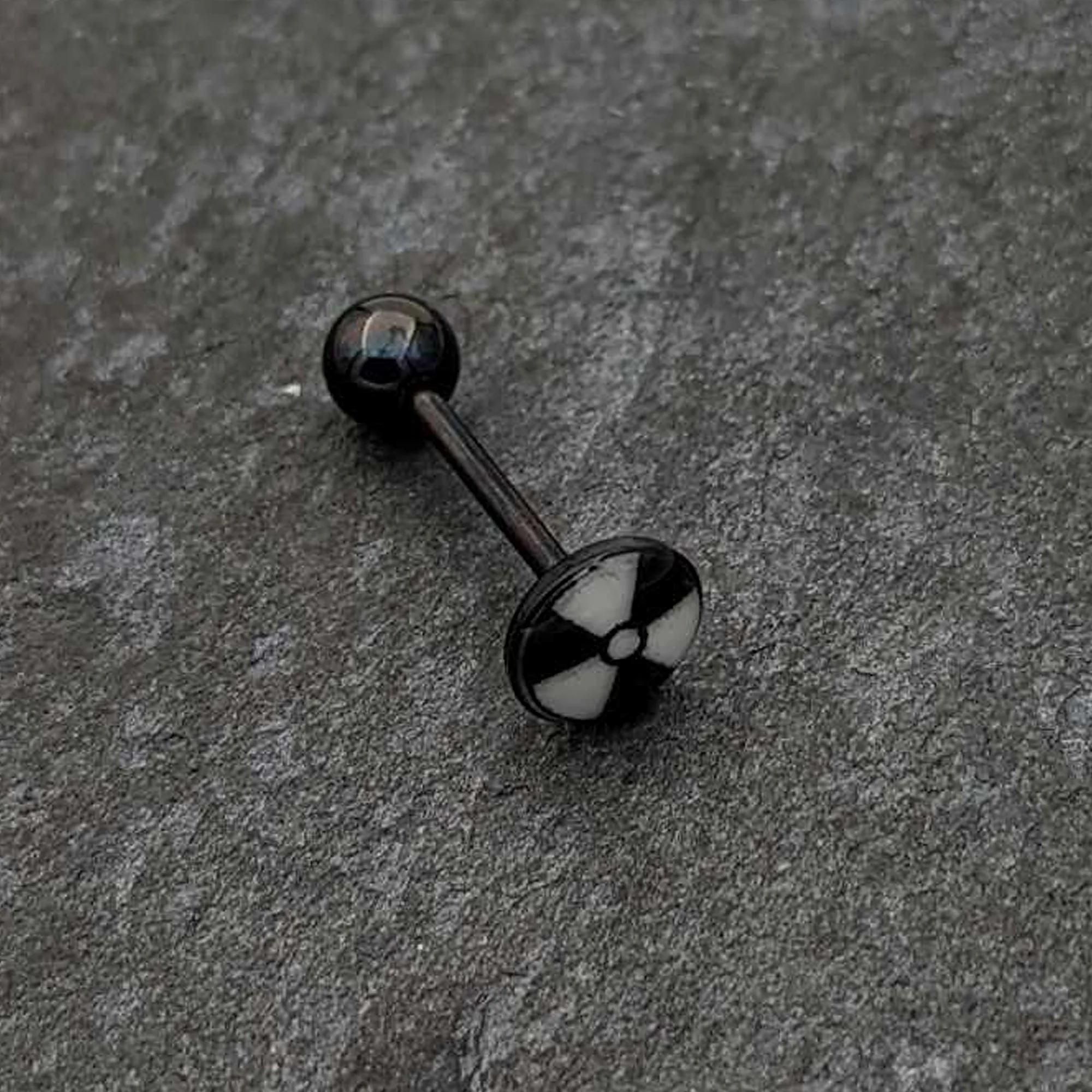 Glow in the Dark Black Anodized Radioactive Barbell Tongue Ring by Onyx O - Image 6