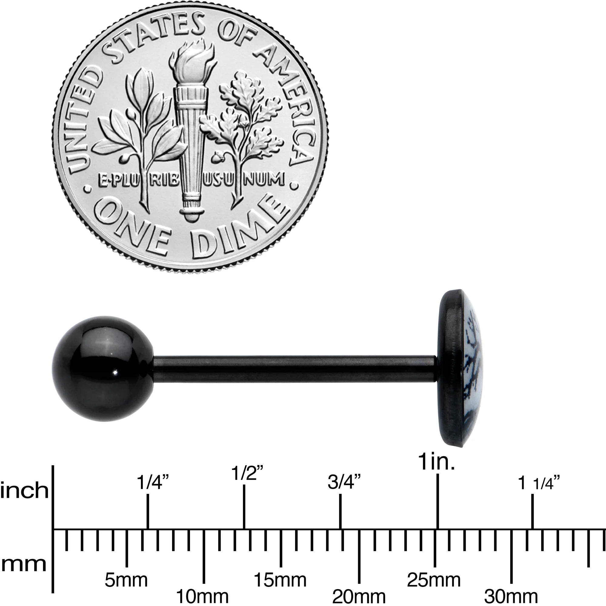 Glow in the Dark Black Anodized Tree of Life Barbell Tongue Ring by Onyx O - Image 4