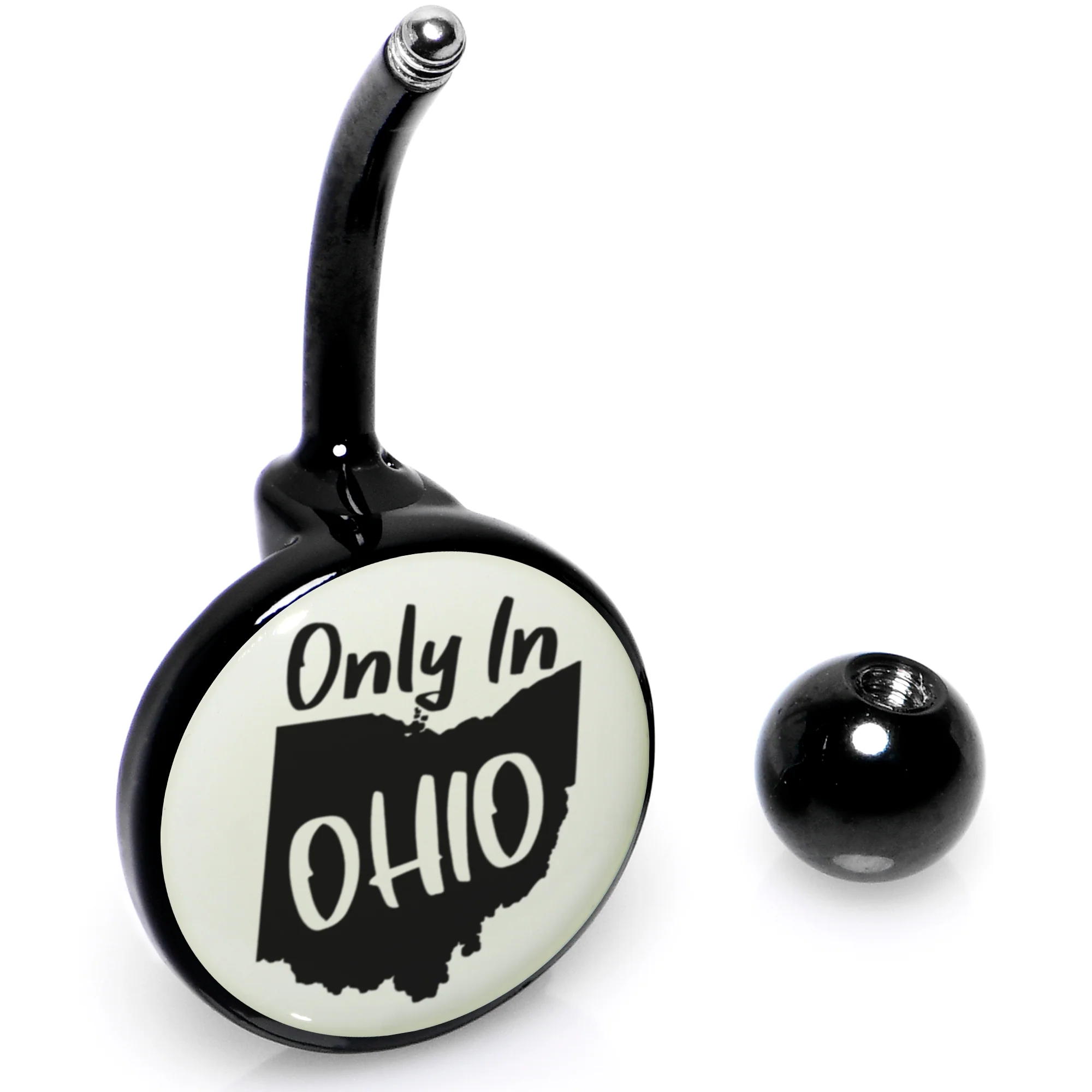 Glow in the Dark Black Only in Ohio Belly Ring by Onyx O - Image 7