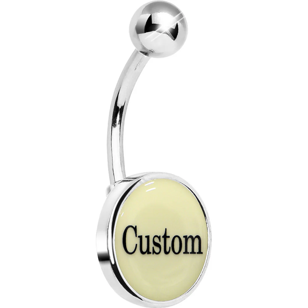 Custom Glow in the Dark Personalized Name Dangle Belly Ring - Image 5
