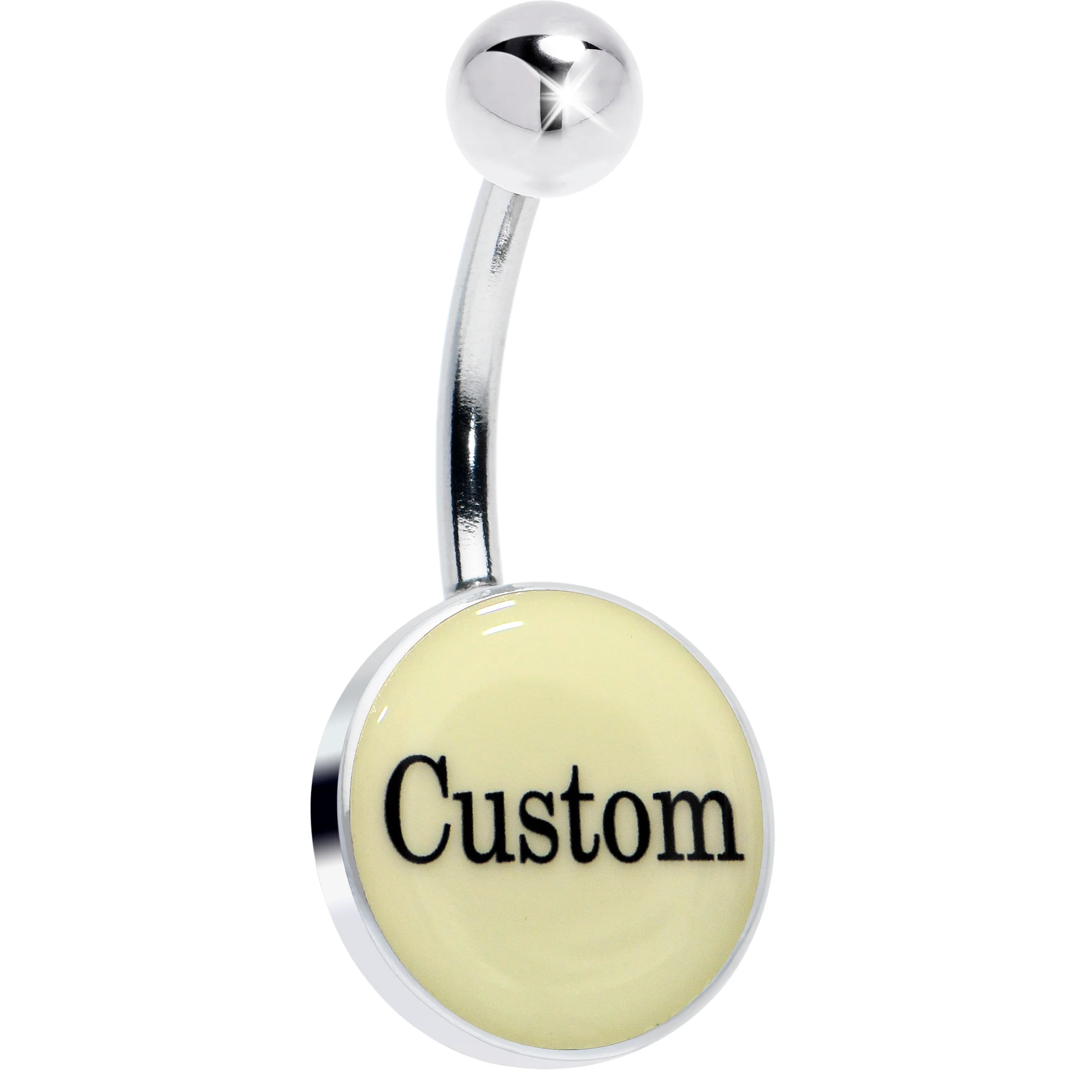 Custom Glow in the Dark Personalized Name Dangle Belly Ring - Image 7