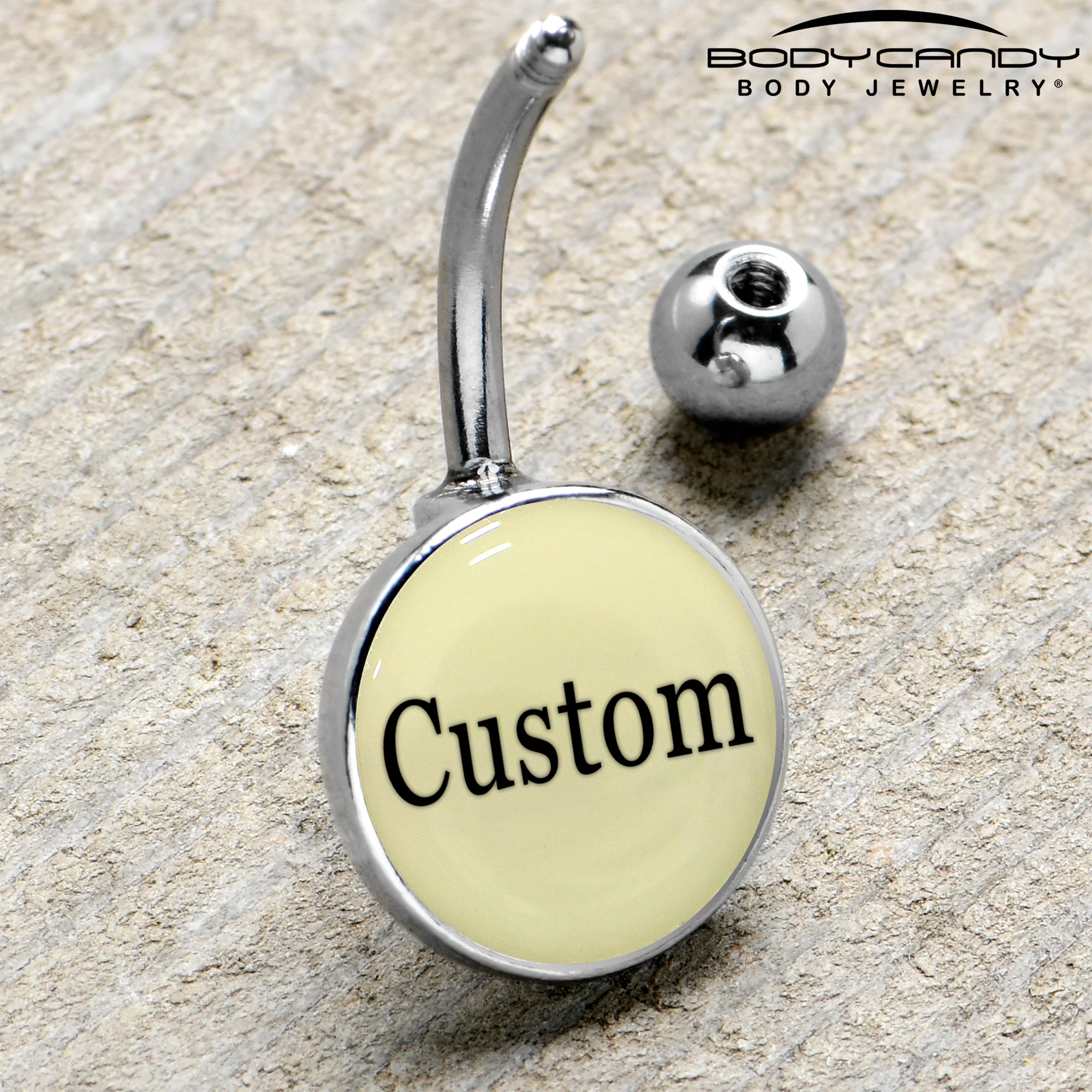Custom Glow in the Dark Personalized Name Dangle Belly Ring - Image 9