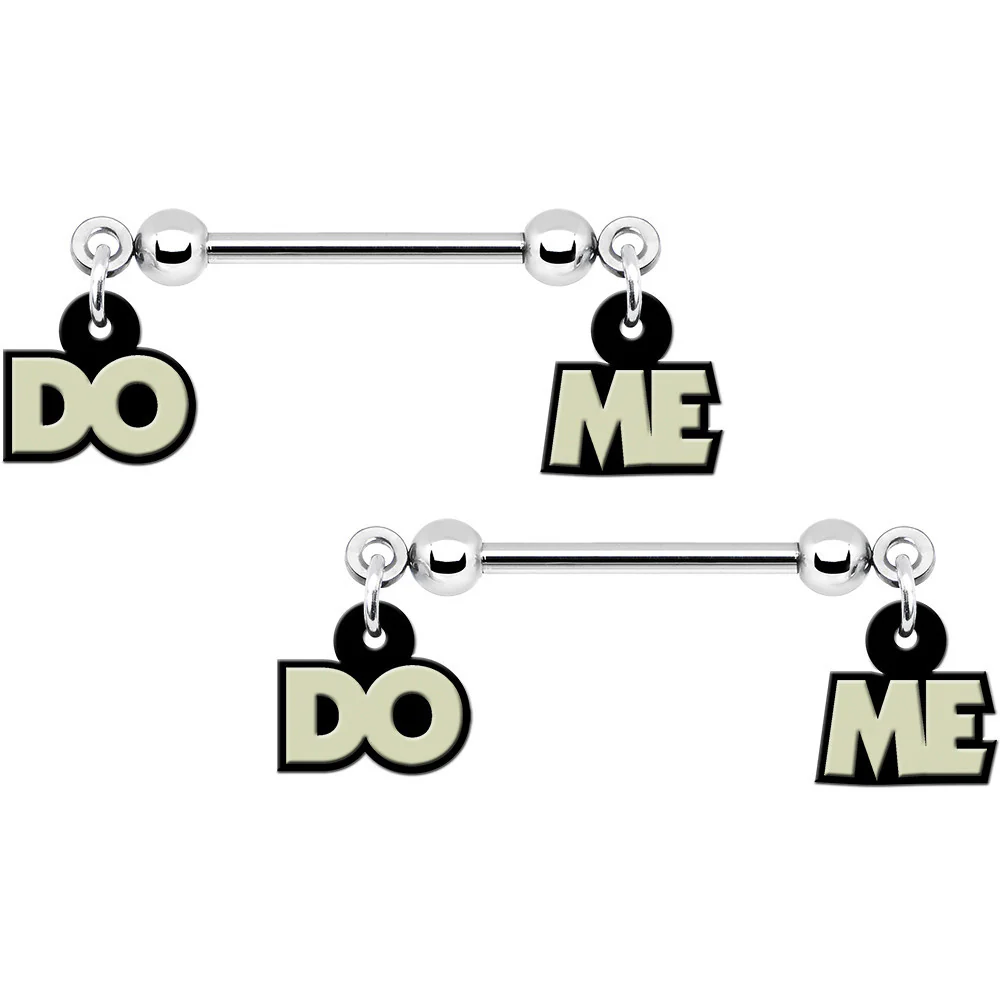 14G 5/8 Glow in the Dark Do Me Nipple Ring Set - Image 2