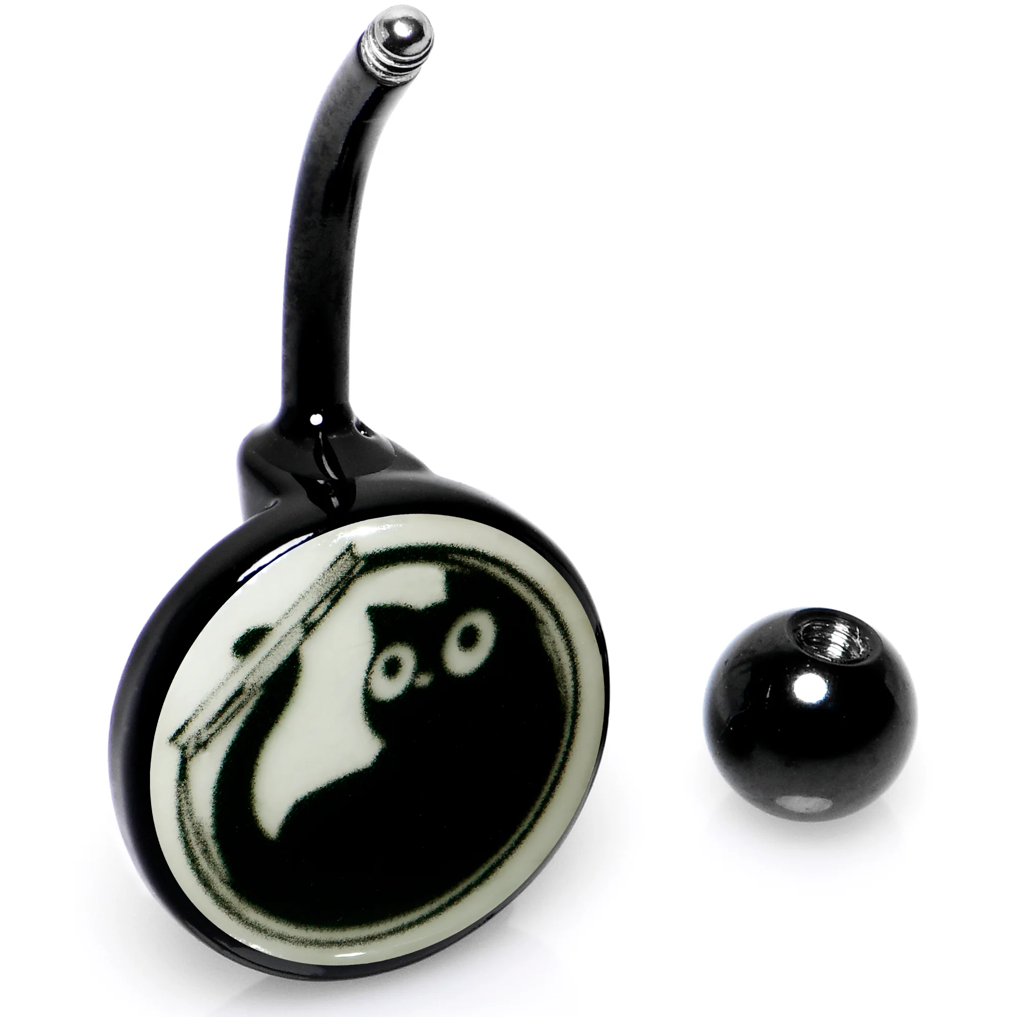 Glow in the Dark Fishbowl Kitty Cat Belly Ring by Onyx O - Image 5