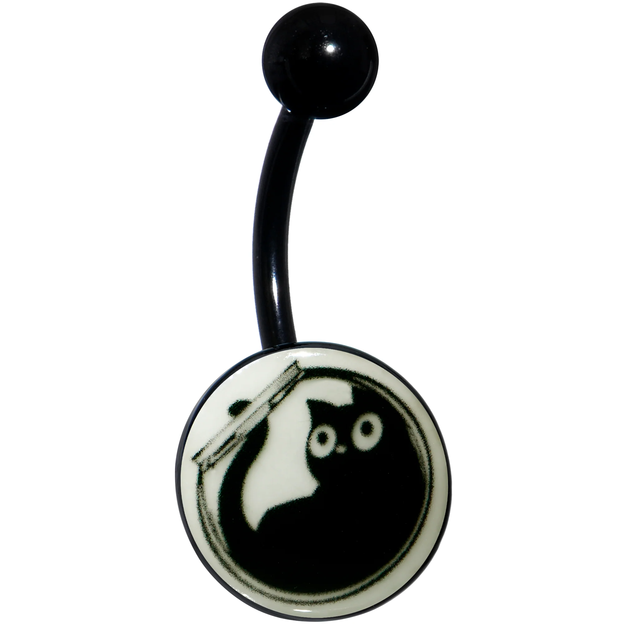 Glow in the Dark Fishbowl Kitty Cat Belly Ring by Onyx O - Image 8