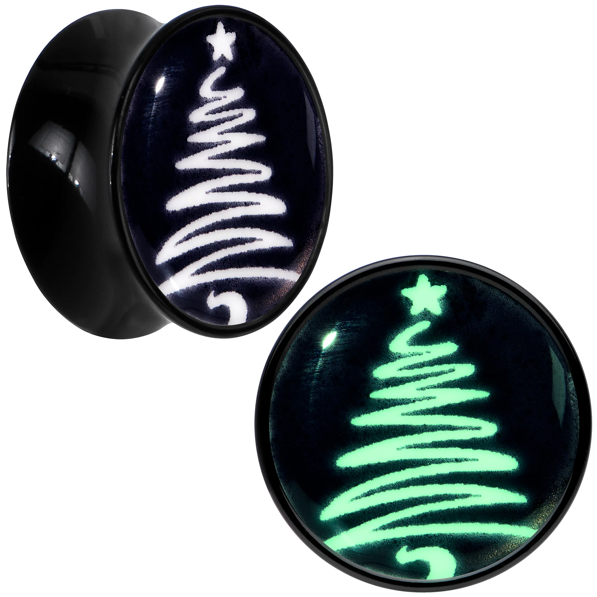Glow in the Dark Holiday Christmas Tree Acrylic Saddle Plug Set by Onyx O - Image 8