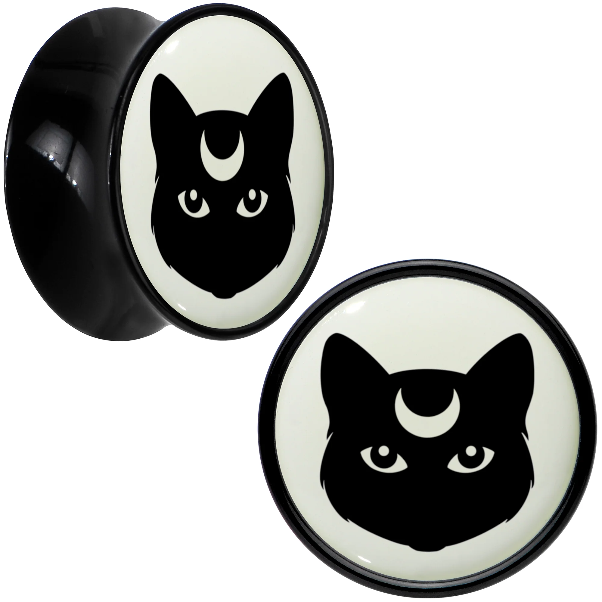 Glow in the Dark Mystic Kitty Cat Black Acrylic Saddle Plug Set by Onyx O - Image 10