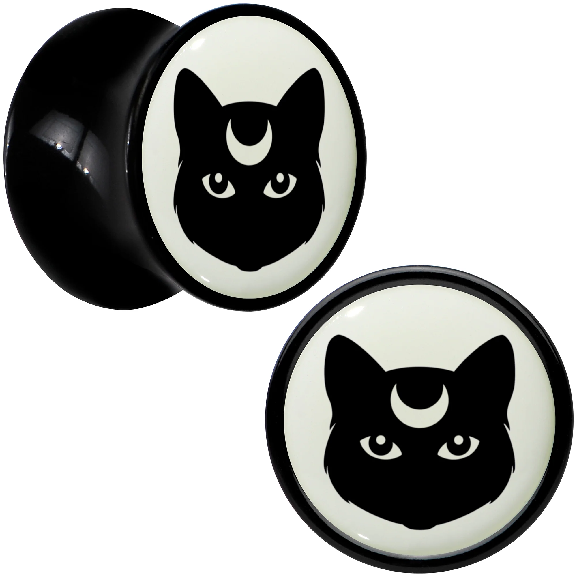Glow in the Dark Mystic Kitty Cat Black Acrylic Saddle Plug Set by Onyx O - Image 7