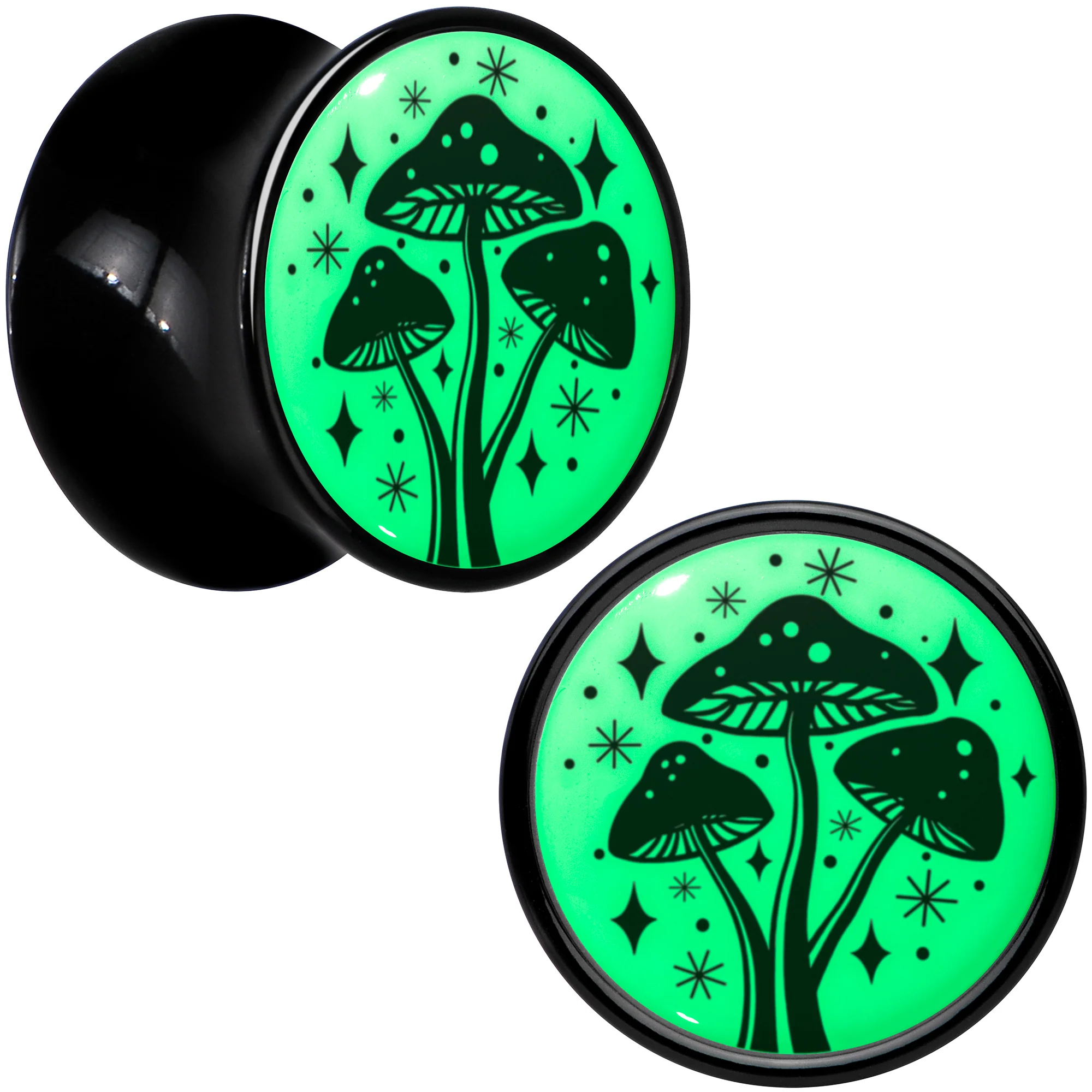 Glow in the Dark Mystic Mushroom Black Acrylic Saddle Plug Set by Onyx O - Image 3