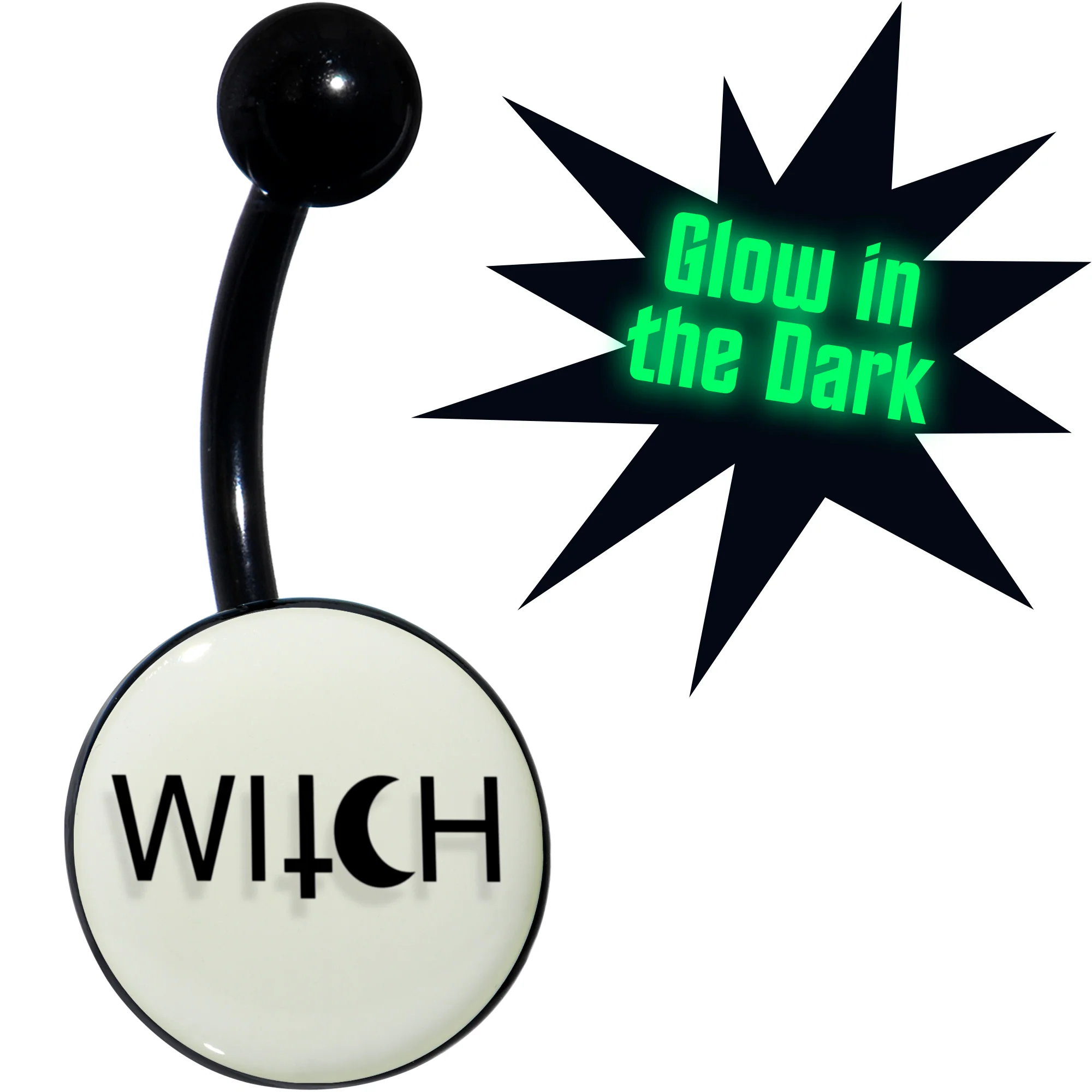 Glow in the Dark Mystical Witch Belly Ring by Onyx O