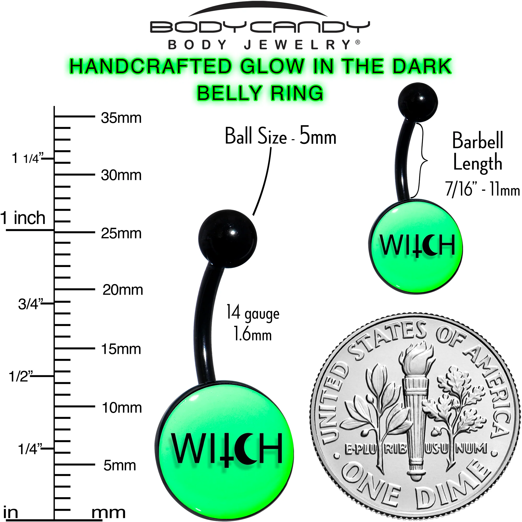 Glow in the Dark Mystical Witch Belly Ring by Onyx O - Image 8