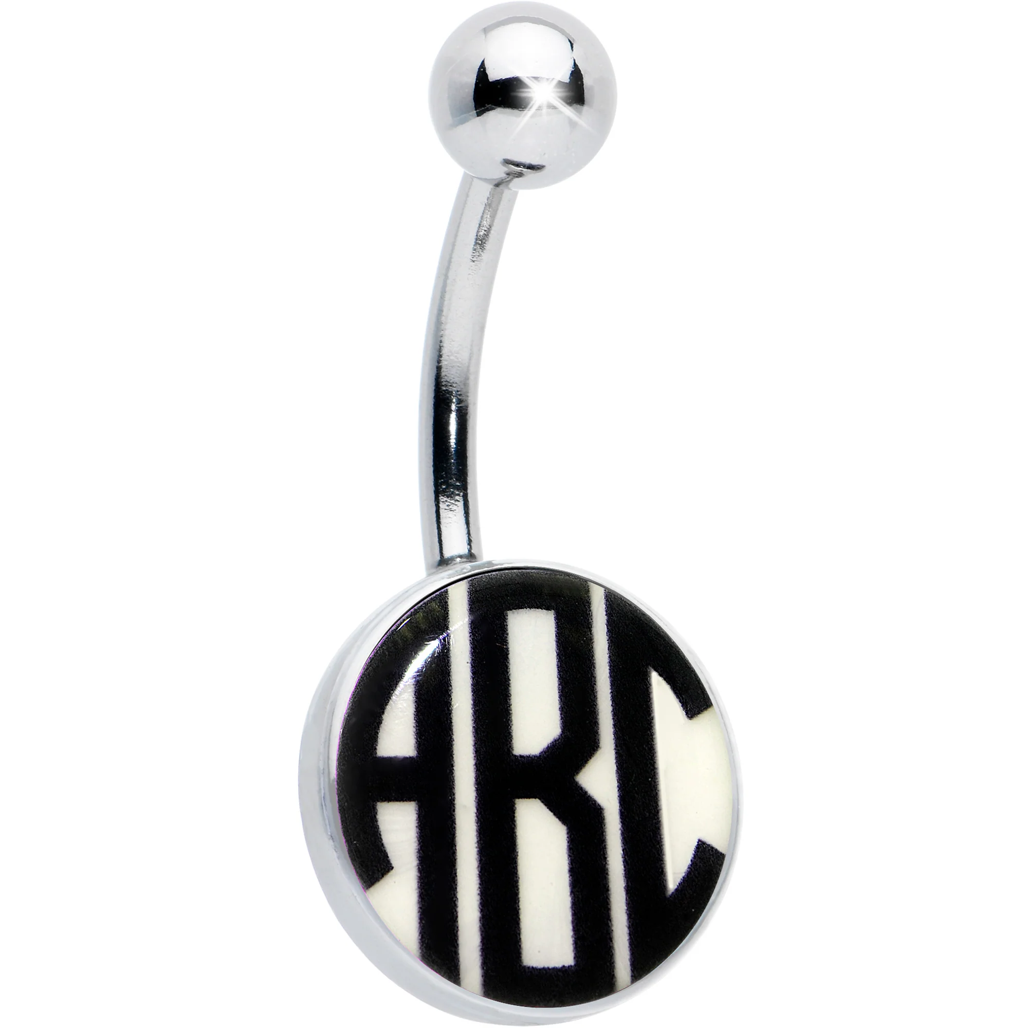 Custom Glow in the Dark Logo Personalized Initial Belly Ring - Image 12