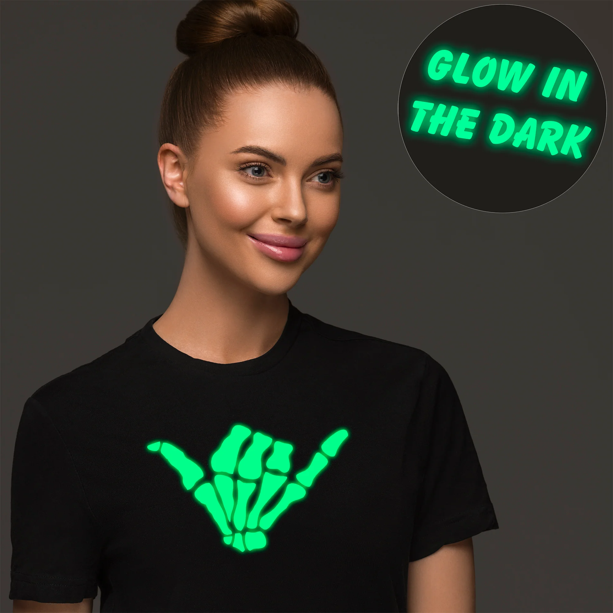 Glow in the Dark Shaka Skelelton Hand Tee Shirt - Image 2